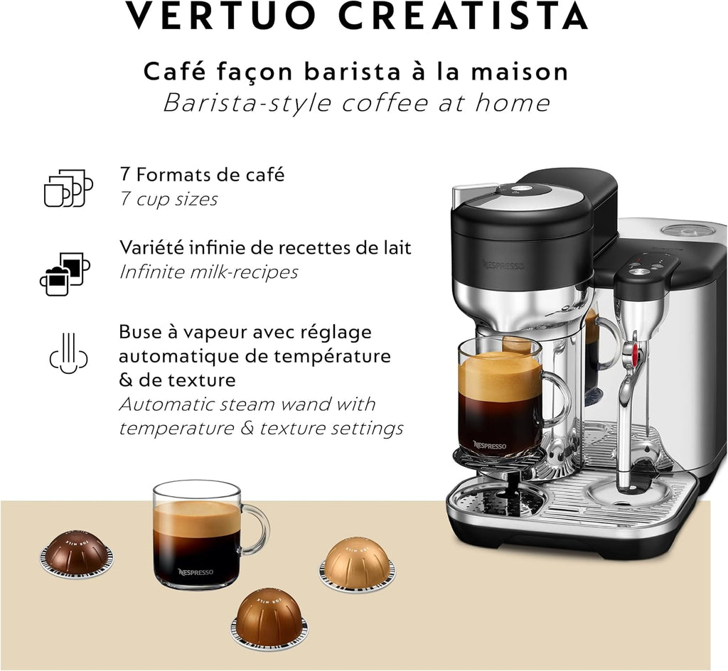 Nespresso Vertuo Creatista Coffee and Espresso Maker by Breville, Black Truffle