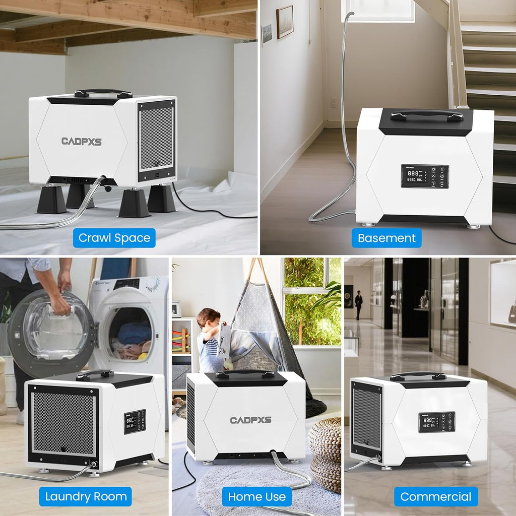 CADPXS Crawl Space Dehumidifier with Pump and Drain Hose, 80 Pint Crawlspace Dehumidifier for Commercial, Basement, Water Damage Use, Memory Start, cETL, Up to 1000 Sq Ft, 5 Years Limited Warranty