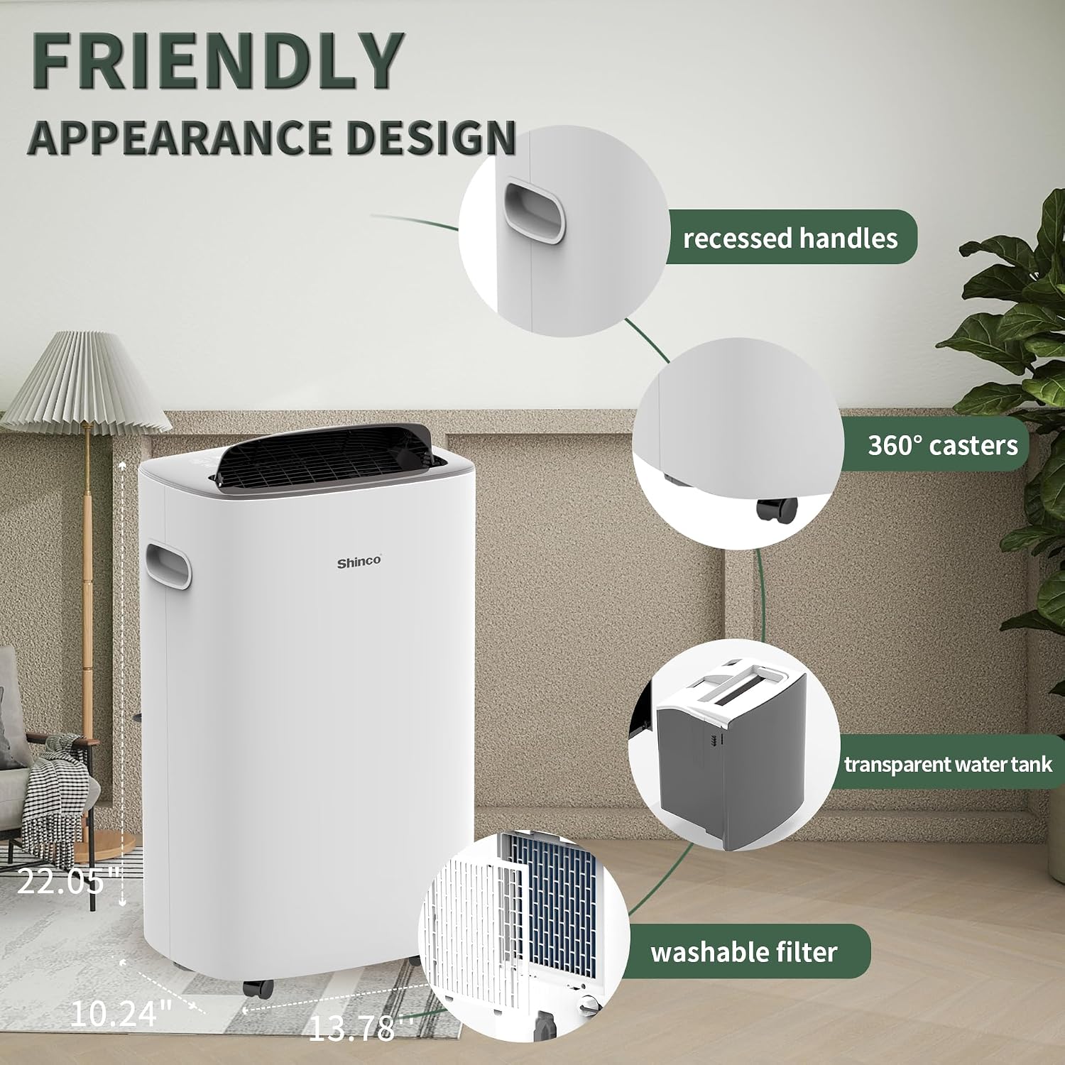 Shinco 86 Pints Dehumidifier for Home and Basements, 5000 Sq.Ft Dehumidifiers with Drain Hose, Auto or Manual Drainage, Auto Defrost, Quietly Remove Moisture, Intelligent Humidity Control, 24HR Timer