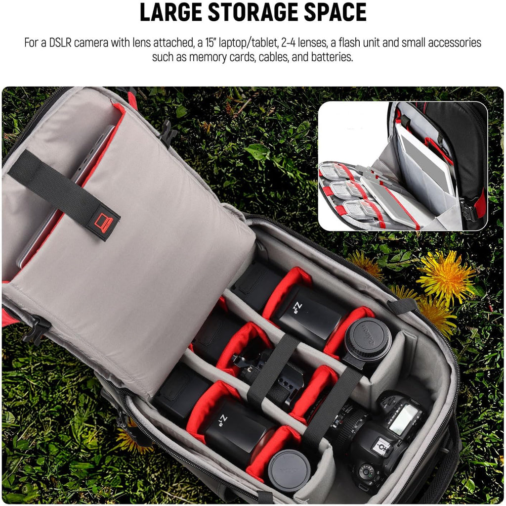 Neewer 2-in-1 Rolling Camera Backpack Trolley Case - Anti-Shock Detachable Padded Compartment, Hidden Pull Bar, Durable, Waterproof for Camera,Tripod,Flash Light,Lens,Laptop for Air Travelling(Black)