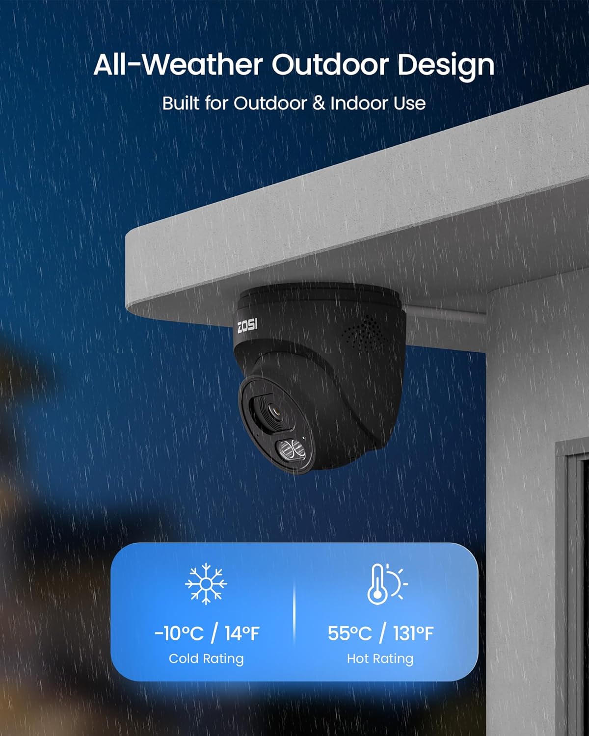ZOSI C220 4Pack 4MP 2.5K QHD Add-On PoE IP Camera Outdoor, 1440p Surveillance Outdoor Camera to Home Security System, Only Work with ZOSI PoE NVR, 100ft Night Vision, AI Human Detection, One-Way Audio