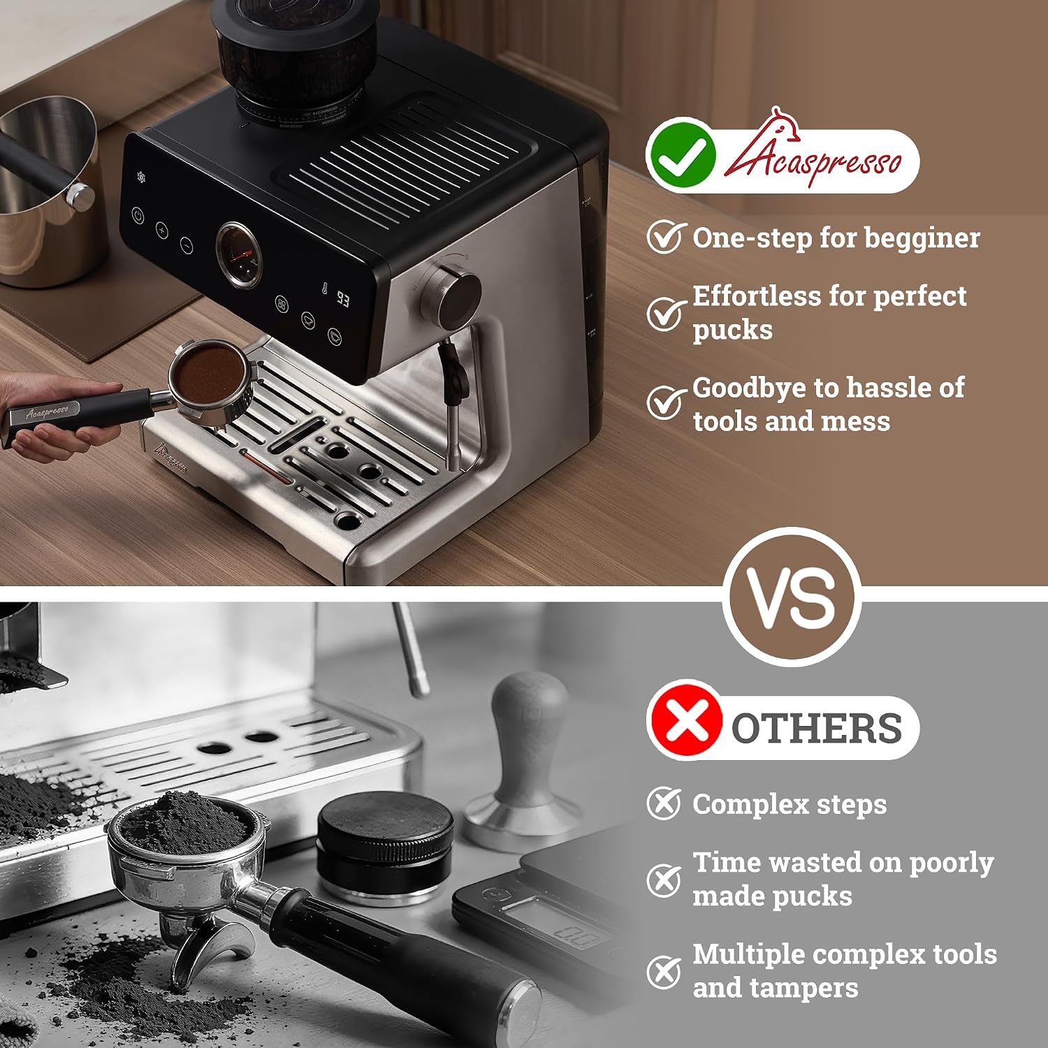 Espresso Machine with Grinder, Auto Distribute & Tamp 15 Bar Semi-Automatic with PID Temperature, Cold Brew Espresso Maker with Milk Frother, 58mm Portafilter for Beginners, Stainless Steel
