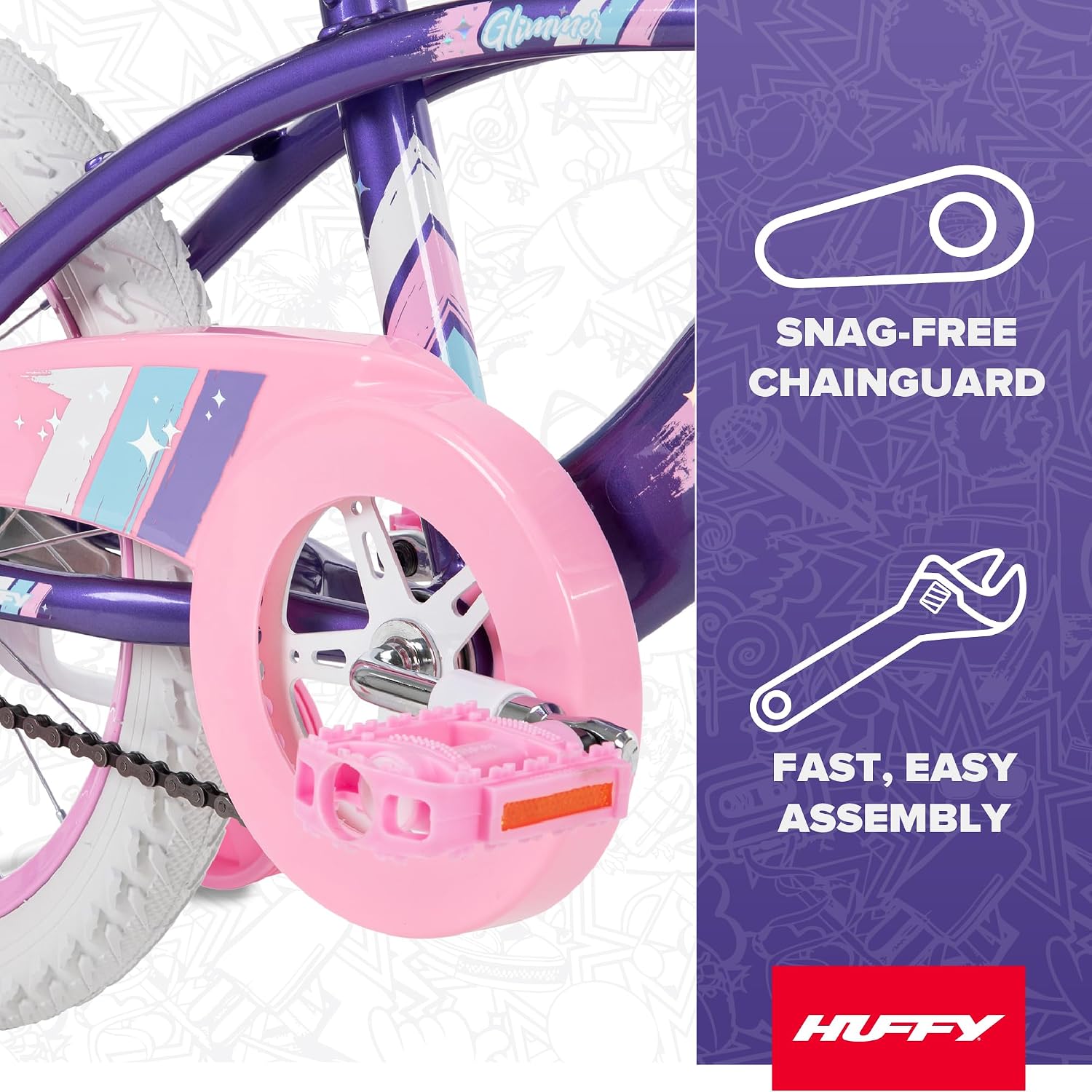 Huffy Kids 12/16 Inch Bikes, Multiple Color Options Available, Ideal for Ages 3+ Years Old, EZ Build Assembly, Removable Training Wheels, Chain Guard for Safety, Fun and Playful Designs