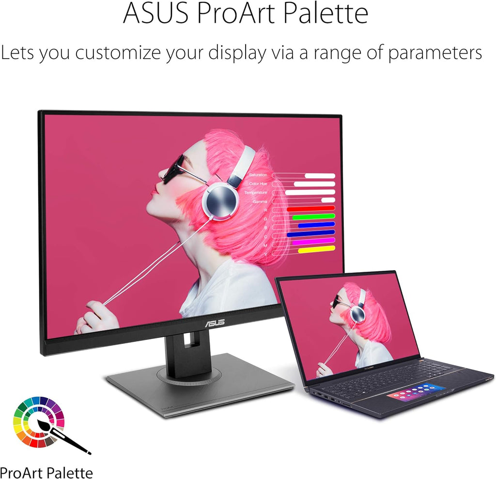 ASUS ProArt Display PA278QV 27' WQHD (2560 x 1440) Monitor, 100% sRGB/Rec. 709 ΔE < 2, IPS, DisplayPort HDMI DVI-D Mini DP, Calman Verified, Eye Care, Anti-Glare, Tilt Pivot Swivel Height Adjustable