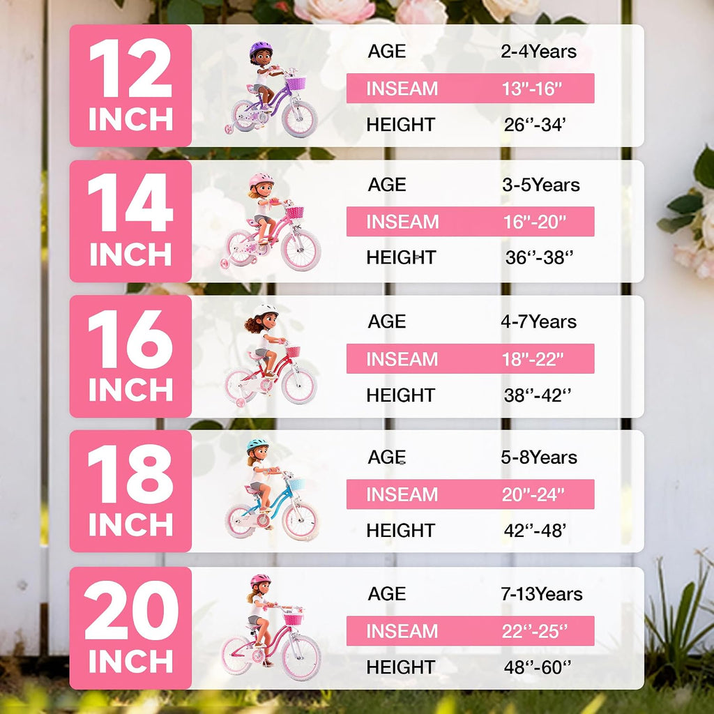 RoyalBaby Girls Bike with Training Wheels, Stargirl Kids Bicycle 14 Inch Toddlers to Big Kids 3-5 Years, Star Pink