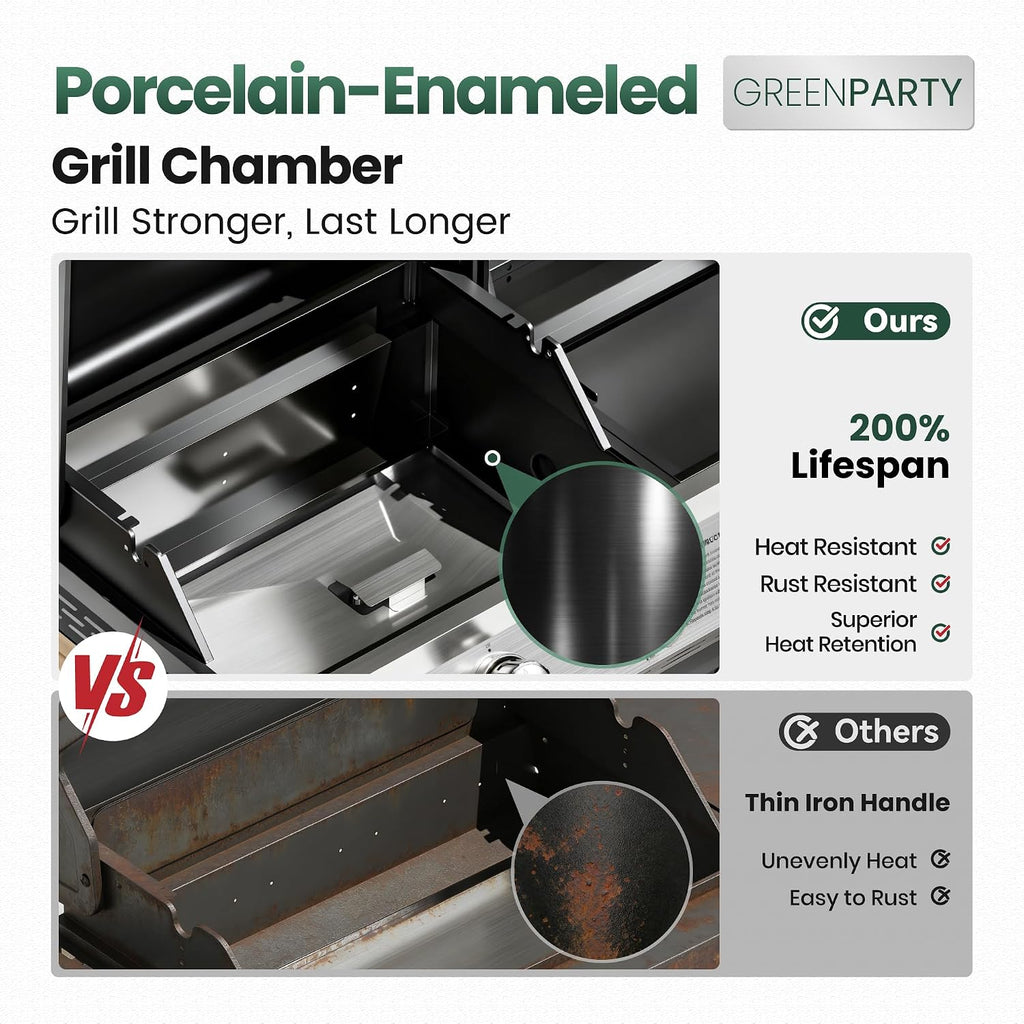 3-Burner Gas and Charcoal Grill Combo with Offset Smoker, 30,000 BTU Dual Fuel Grill, 839 Sq. In. Cooking Area BBQ Grill, Ideal for Outdoor Cooking Patio Backyard Balcony
