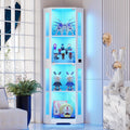 BROTTAR 65' Corner Glass Display Cabinet with LED Lights, 4-Tier Showcase Display Case with Glass Doors & Human Body Sensor, Curio Cabinet for Collectibles, Figure, Liquor, White