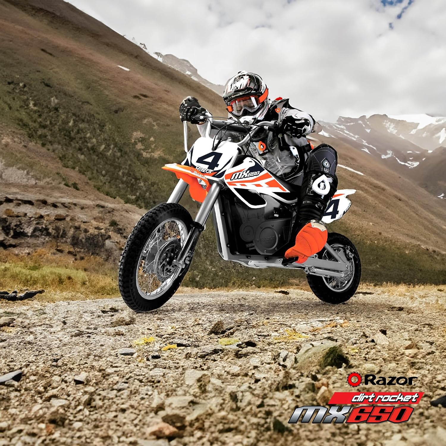 Razor MX650 Dirt Rocket Bike Electric Ride-On for Ages 16+, 220 lb Max Weight, Orange – 36V Battery, Up to 17 Mph, 40-Min Run Time, Twist-Grip Throttle, 16' Front and 14' Rear Pneumatic Tires