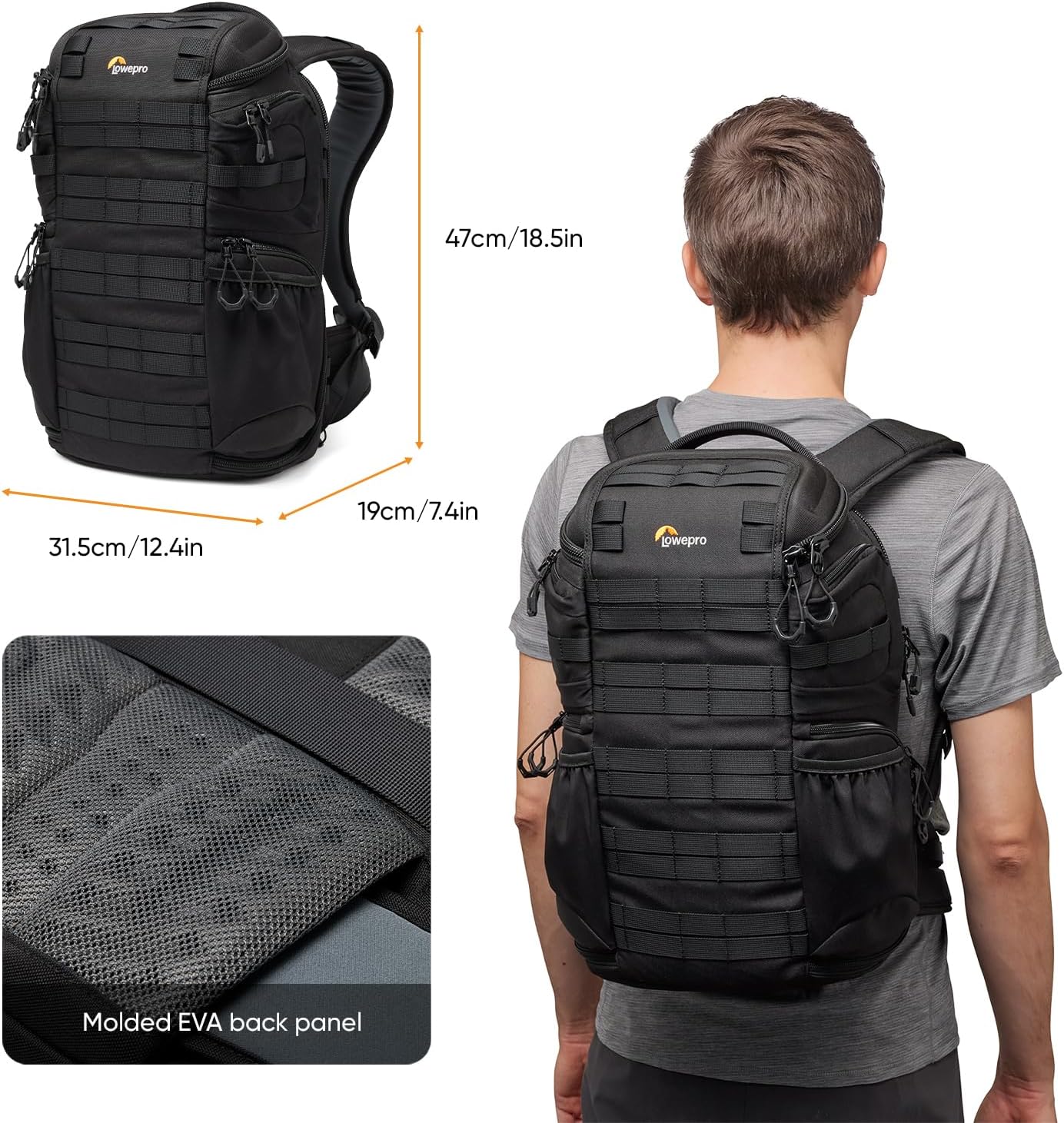 Lowepro ProTactic BP 350 AW III Camera Backpack, 4-point Access, Professional Camera Bag, DSLR/Drones/Mirrorless, Up to 14' Laptop, Rain Cover, for Photographer,Videographer, Volume 17L