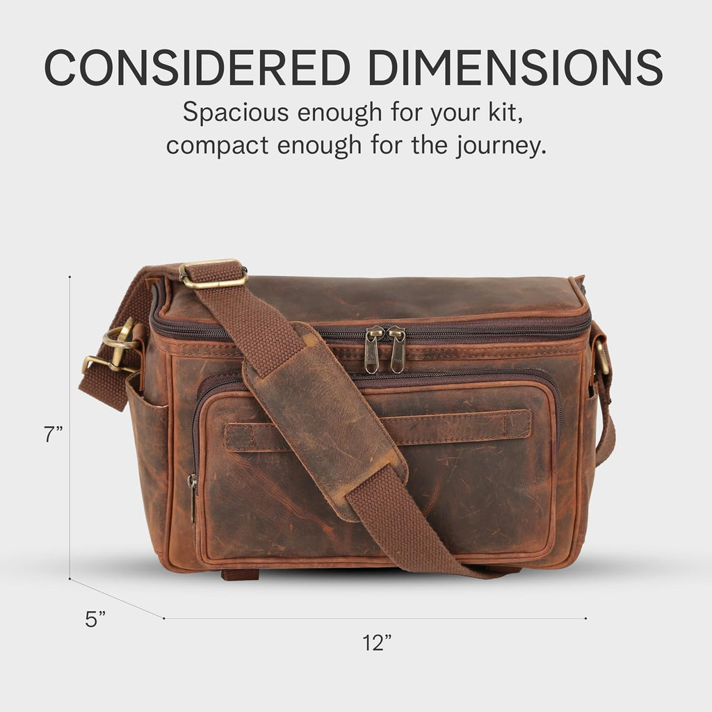 rofozzi Leather Camera Messenger Bag, Crossbody Camera Bag for Photographers with Tripod Carry Lugguage Sleeve