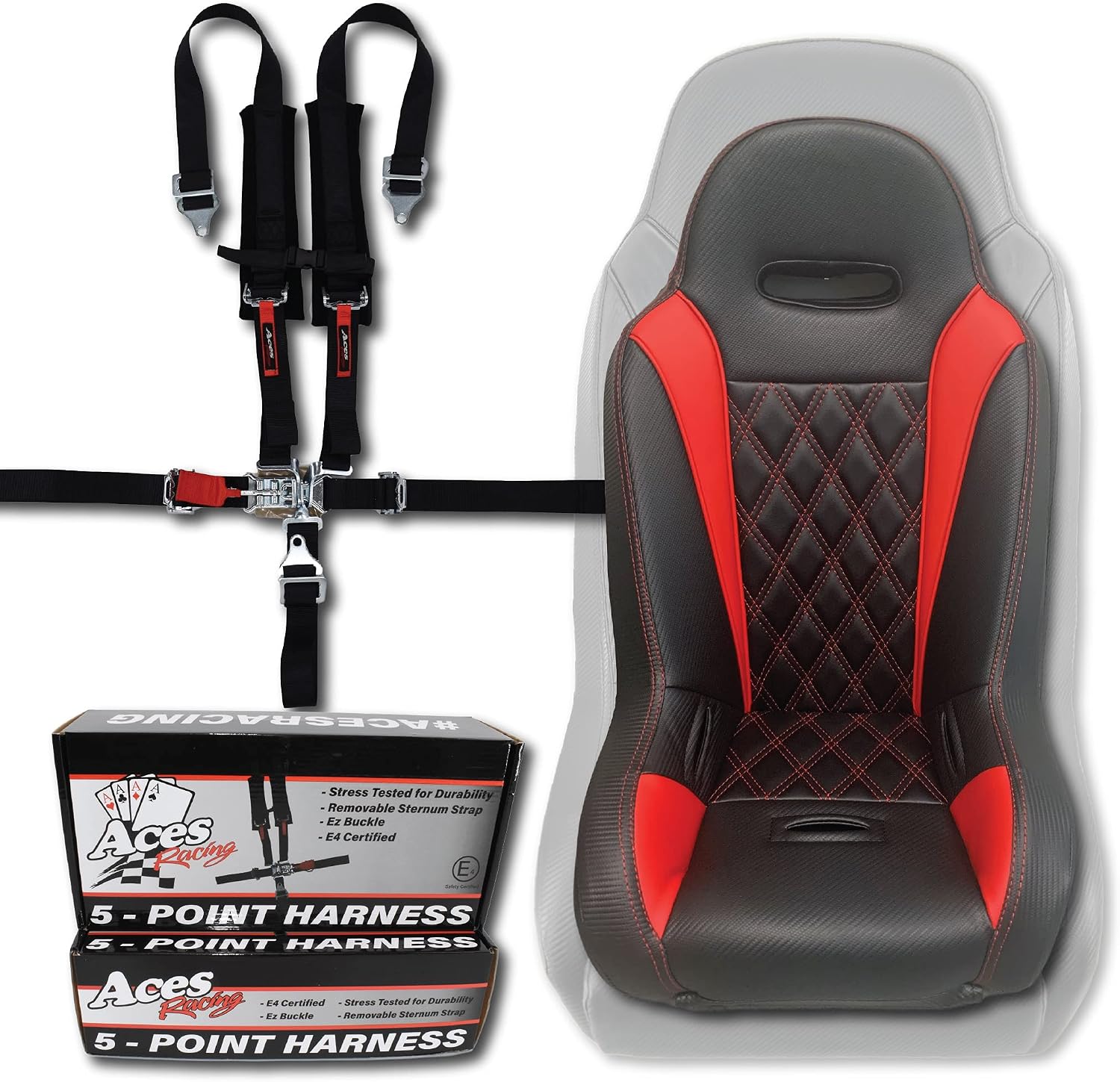 UTV Junior Seat (Fits Stock and Aftermarket Seats) (Red Seat-Black 5 Point Harness)