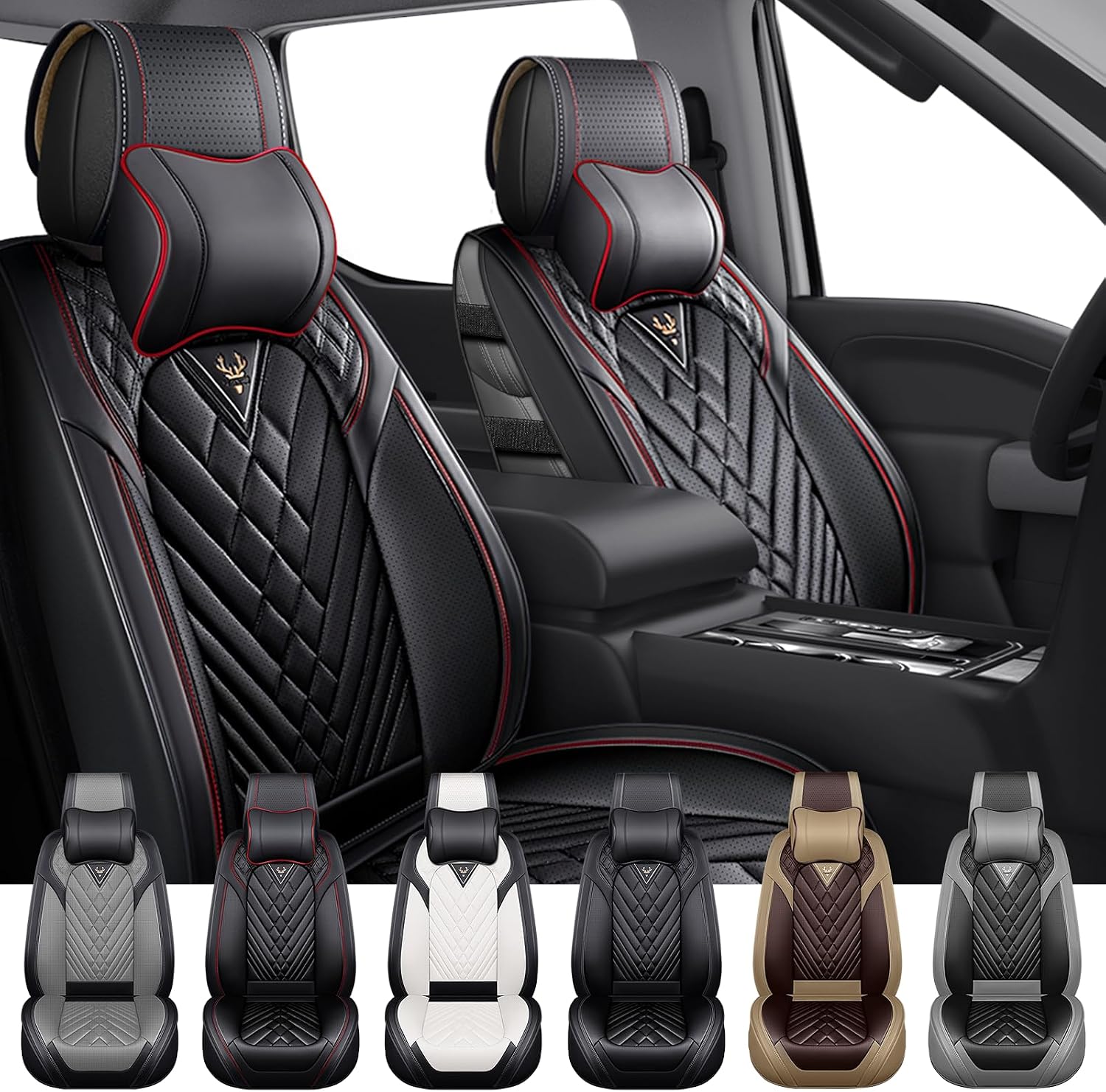 Dodge Ram Truck Seat Covers Custom for 2002-2026 1500 2002-2026 2500/3500 Crew Double Mega Quad Cab Bighorn Laramie Tradesman Classic Front Seat Covers Protectors(Luxury 2 Seats/Black Red)