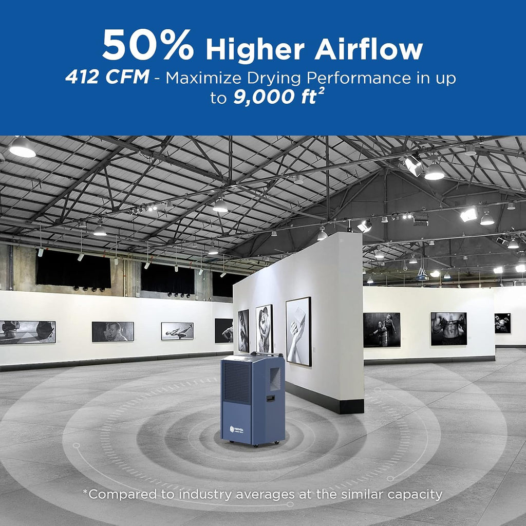 305 Pint Commercial Dehumidifier for Industrial Sites, Commercial-Grade Dehumidifiers with Drain Hose for Large Spaces Basements, Warehouse, Flood Water Damage Restoration