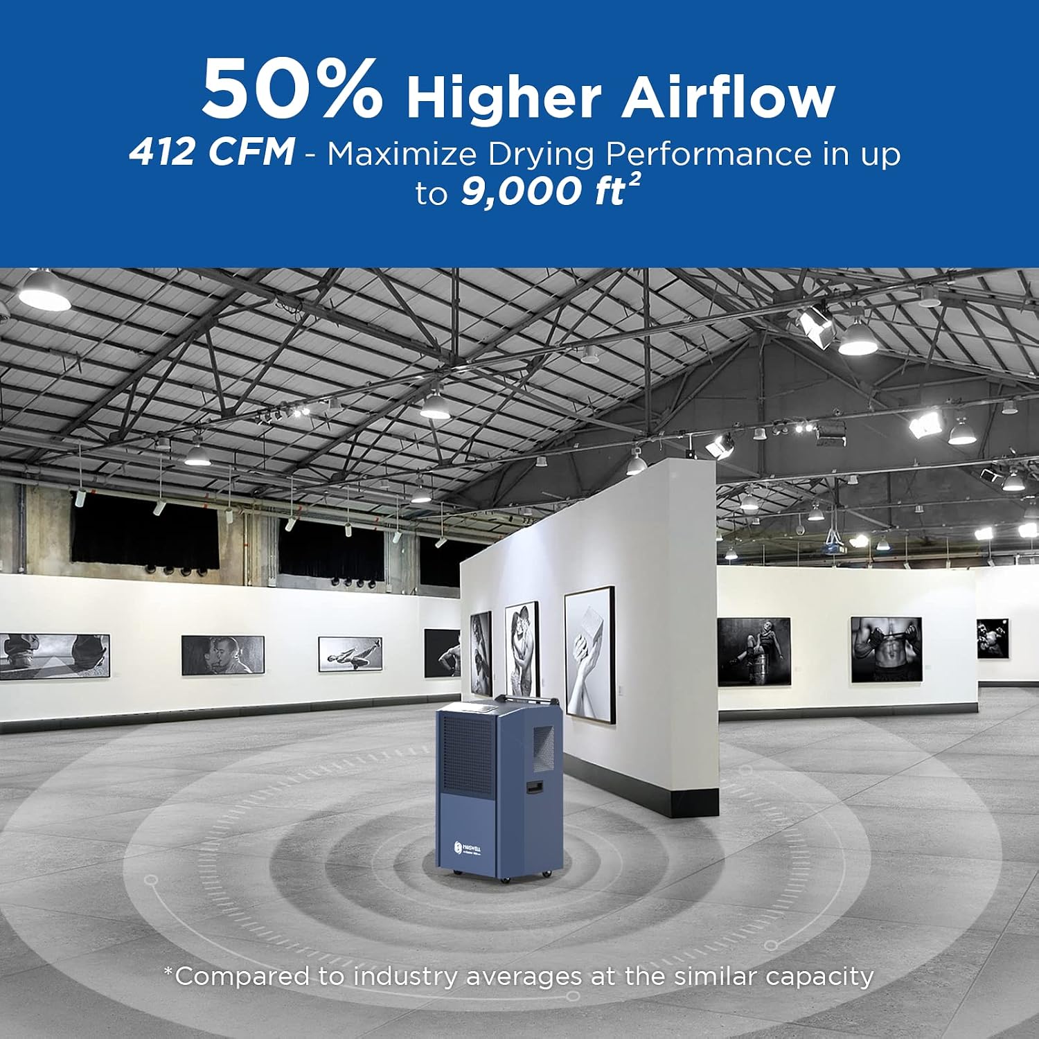 305 Pint Commercial Dehumidifier for Industrial Sites, Commercial-Grade Dehumidifiers with Drain Hose for Large Spaces Basements, Warehouse, Flood Water Damage Restoration