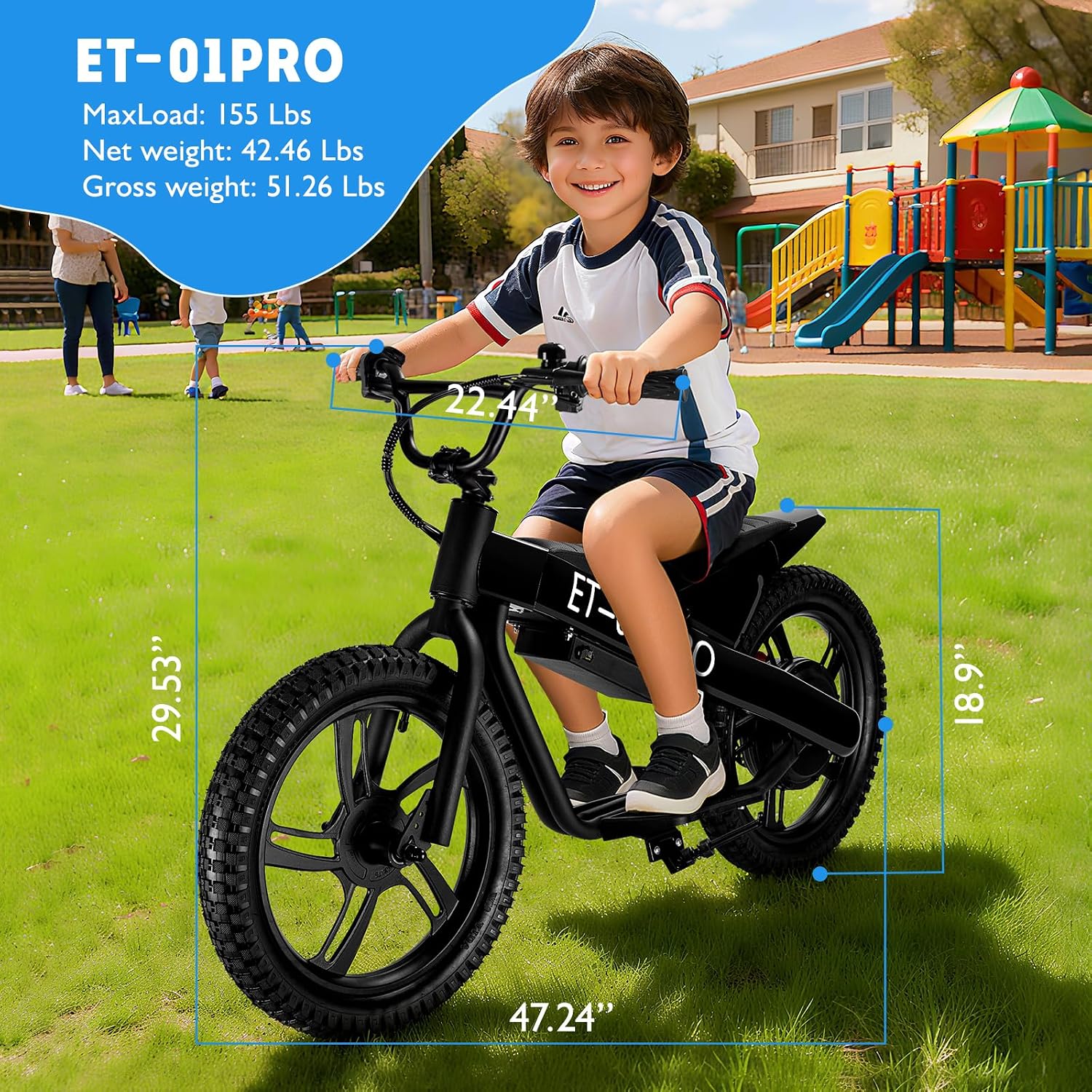 Kids Electric Bike, 350W Motor, 15.5 MPH, 36V 5.2Ah, 10 Miles, 16' Tires, Dual Braking System, Suitable for Riders Aged 6 and Above, Youth Off-Road Electric Bicycle