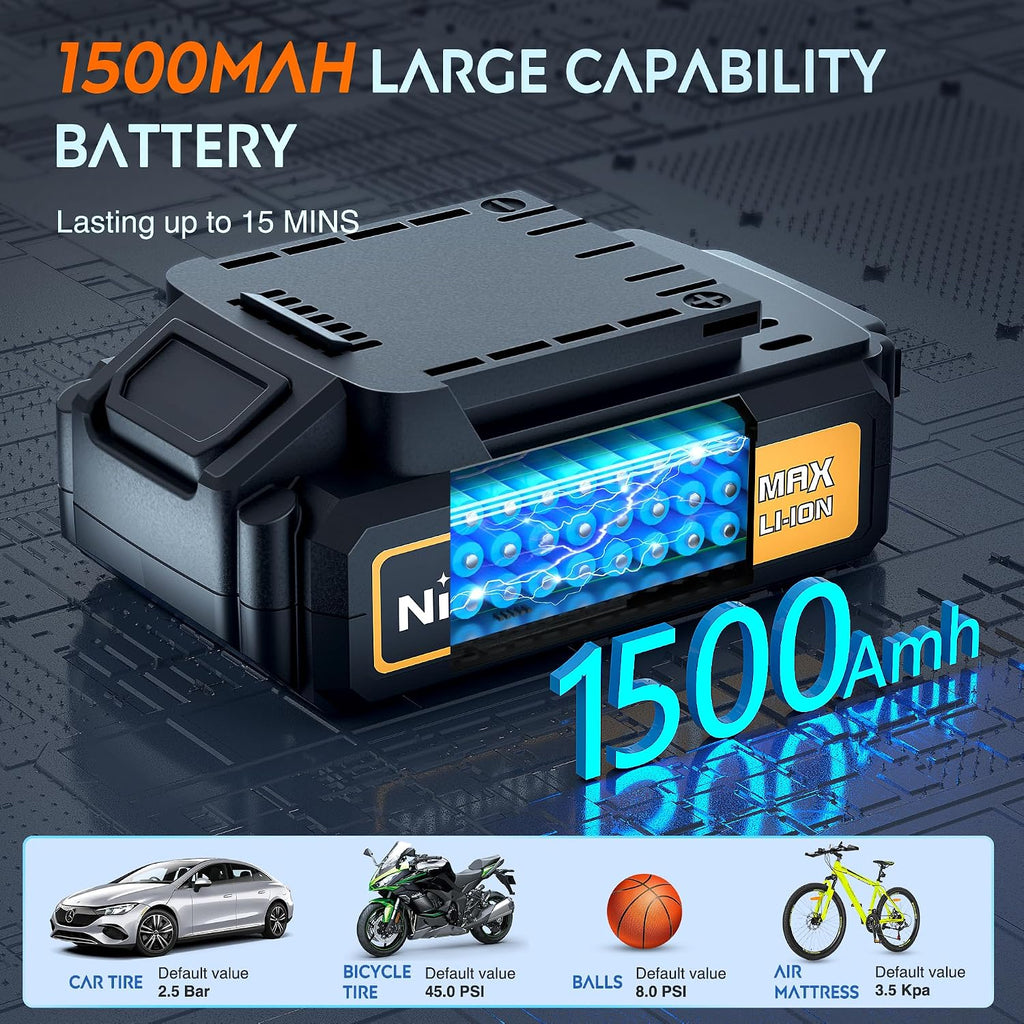 Nilight Portable Air Compressor Tire Inflator 3 Power Sources Pump 160PSI Dual Powerful Motors Fast Inflate Auto Shutoff for Cars & Inflatables Inflation/Deflation