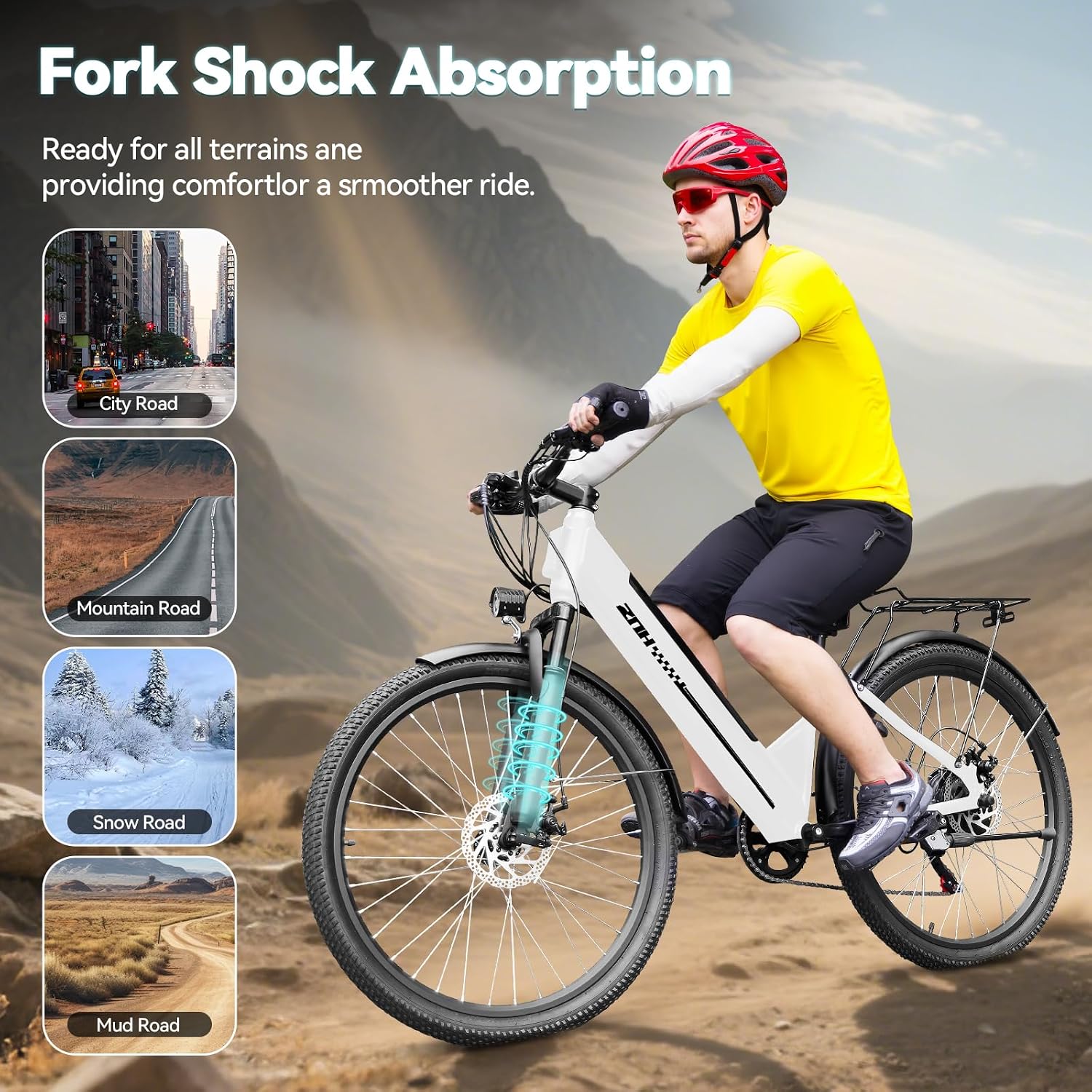 ZNH Electric Bike for Adults, 1000W Peak Motor 28MPH Mountain Ebike, 48V 13Ah Removable Battery Up to 65 Miles, 26' Electric Bicycle with 21-Speed Gear & Front Suspension, UL 2849 Certified
