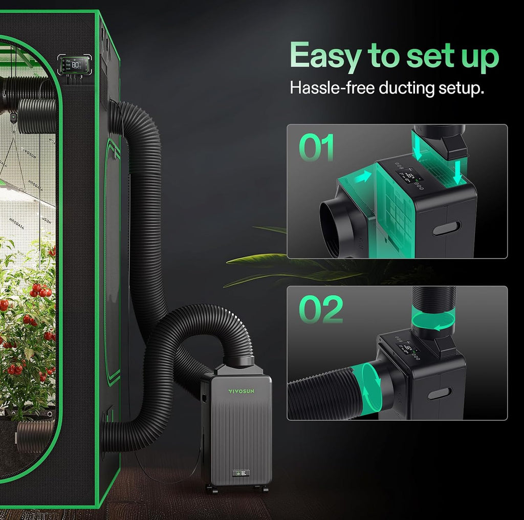 VIVOSUN AeroDrain D12 Smart Environmental Dehumidifier, up to 12L/day, 2L Water Tank, with Temperature & Humidity Sensor Probe, Smart Remote Control, Designed for Grow Tents