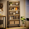 Tribesigns Tall Bookcase Bookshelf, 70.8' Large Bookcases Organizer with LED Lights, Heavy Duty Free-Standing Library Bookshelf with 5-Tier Storage Shelves for Living Room, Bedroom (Gray)