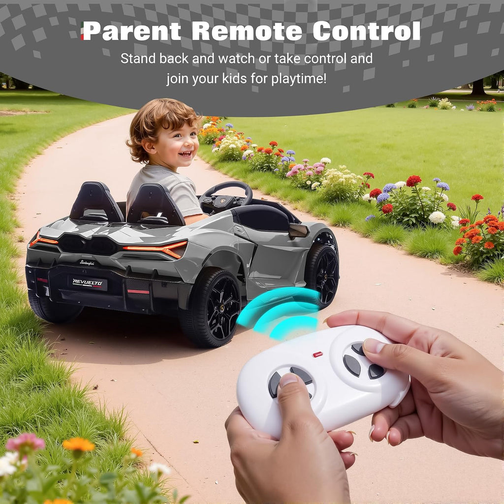 Oryxearth 2-Seater Ride on Car 24V Electric Lamborghini for Kids, 2WD with PU Leather Seats w/Adjustable Safety Belt, 2 Speeds Mode, Bluetooth, Remote Control, Gifts for Children