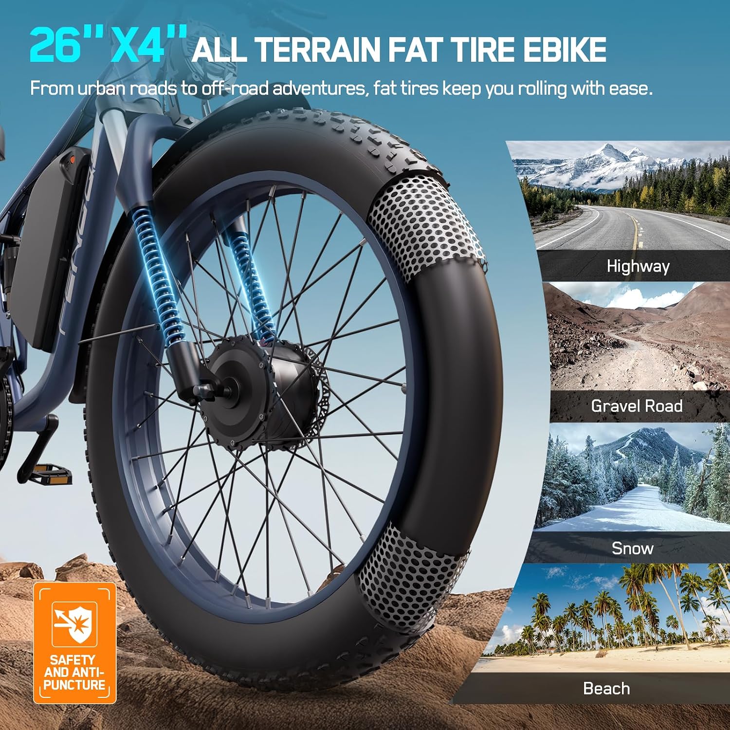 5000W Electric Bike for Adults, 45MPH Dual Motor Ebike 52V 23AH 1196WH E Bike 100 Miles Long Range Bicycle Full Suspension 26' Fat Tire Off Road for Men Dual Hydraulic Disc Brake Ebike
