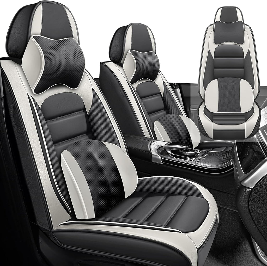 Car Seat Cover Fit for Jeep Wrangler 2000-2025,Compatible Airbag Non-Slip Waterproof Seat Cover,Car Seat Protector Premium Interior (Luxury 2 Seats,Gray White)