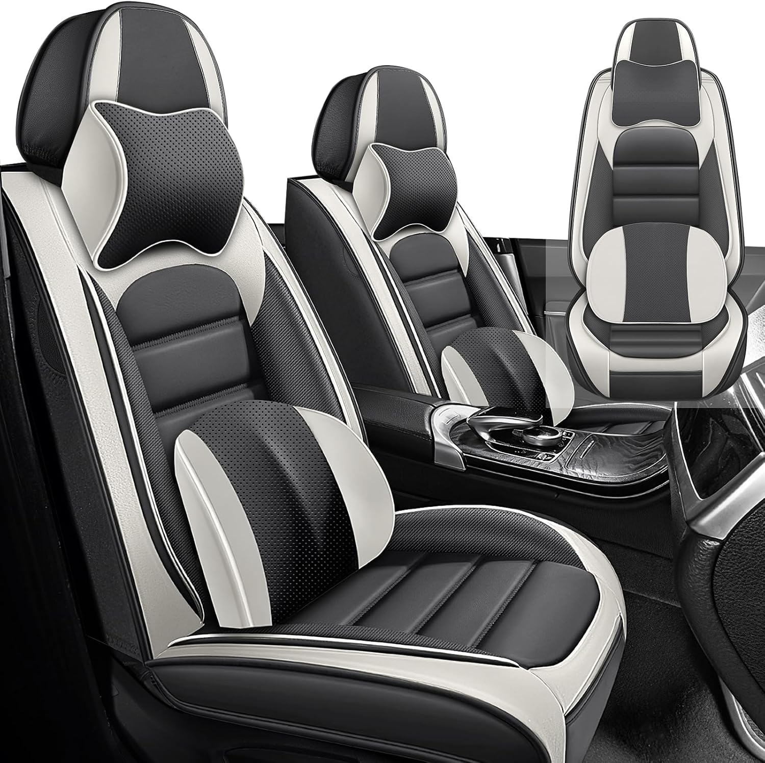 Car Seat Cover Fit for Jeep Wrangler 2000-2025,Compatible Airbag Non-Slip Waterproof Seat Cover,Car Seat Protector Premium Interior (Luxury 2 Seats,Gray White)