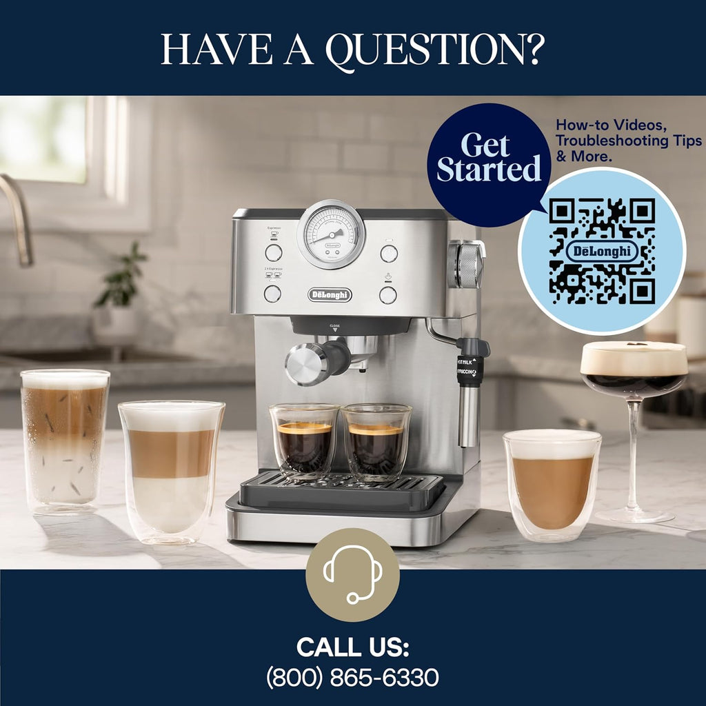 De'Longhi Classic Espresso Machine with Milk Frother, 15-Bar Pump & Temperature Control - Barista Coffee Maker Kit for Espresso, Latte, Cappuccino & Iced