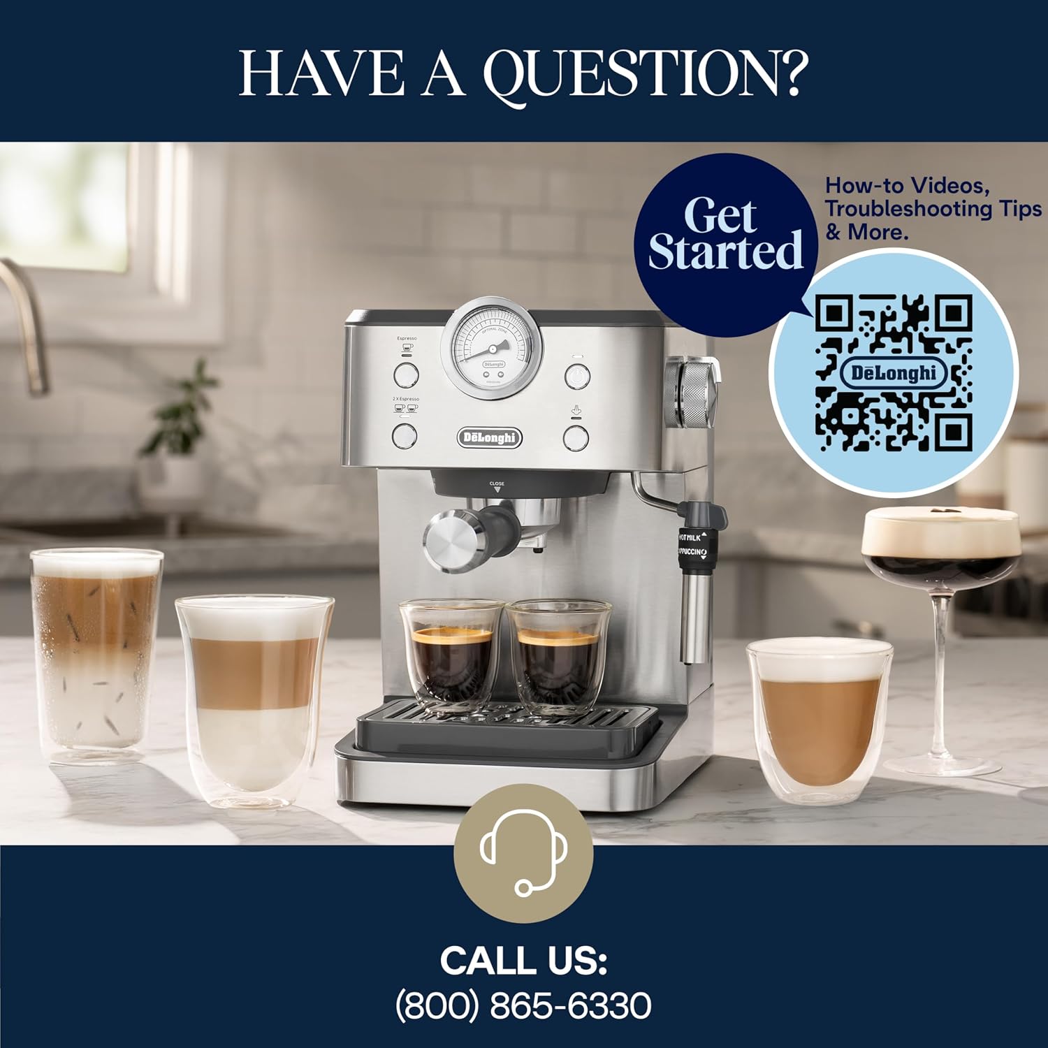 De'Longhi Classic Espresso Machine with Milk Frother, 15-Bar Pump & Temperature Control - Barista Coffee Maker Kit for Espresso, Latte, Cappuccino & Iced