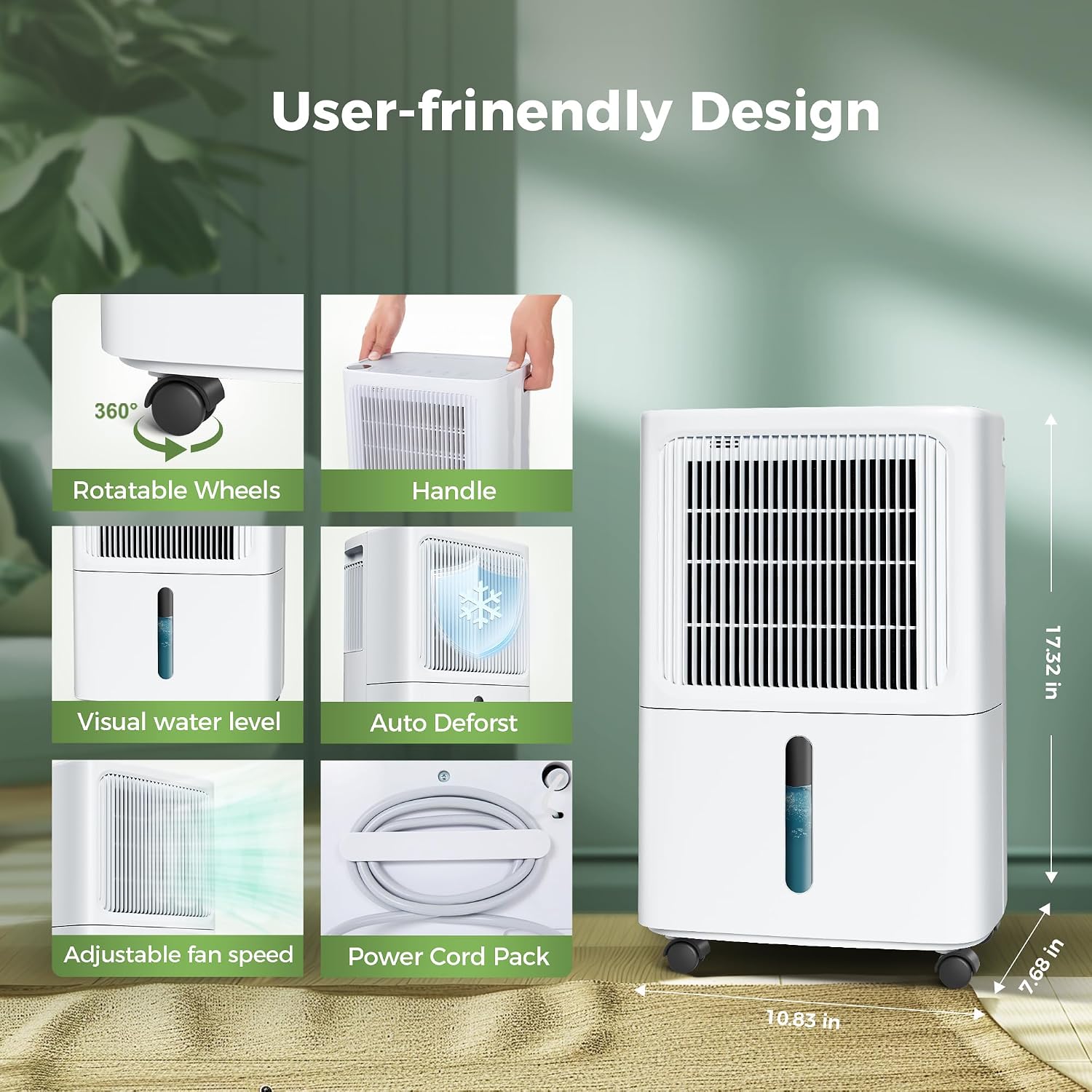 2,500 Sq.Ft Dehumidifier for Basement with Drain Hose, MAX 34 Pint Dehumidifiers for Home with 3 Modes, Smart Humidity Control & Display, 24HR Timer, Auto Defrost for Large Room, Bathroom,Bedroom