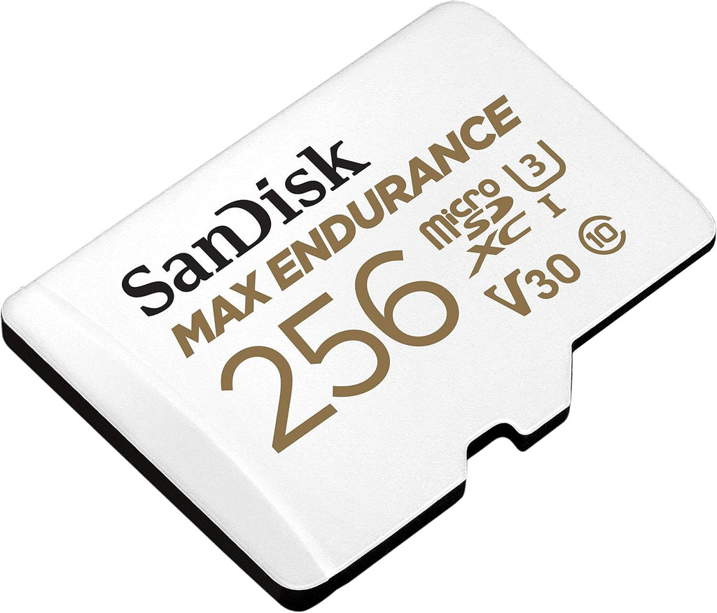 SANDISK 256GB MAX Endurance microSDXC Card with Adapter for Home Security Cameras and Dash cams - C10, U3, V30, 4K UHD, Micro SD Card - SDSQQVR-256G-GN6IA