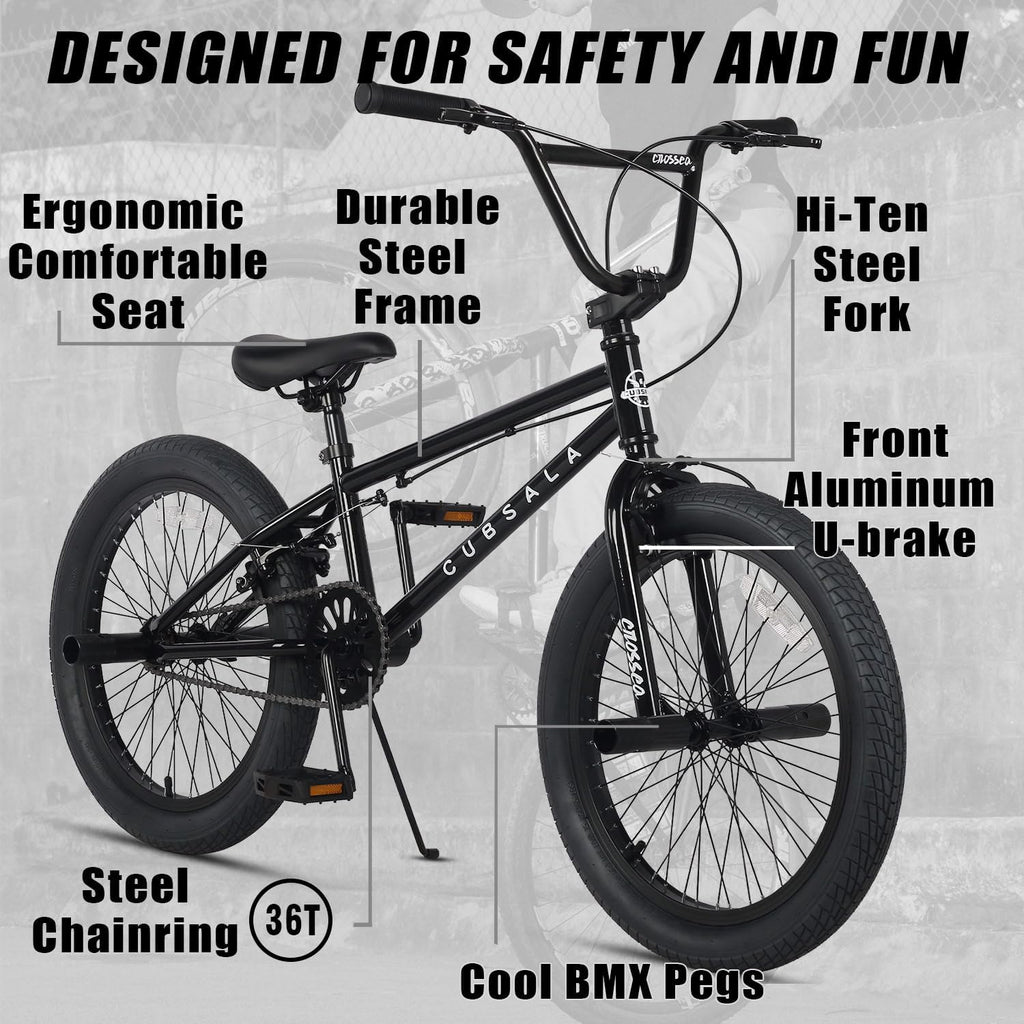 cubsala Freestyle BMX Bike, 18 20 Inch Kids Bicycle for 5-13 Years Old Kids and Beginner Level Rider, Multiple Colors