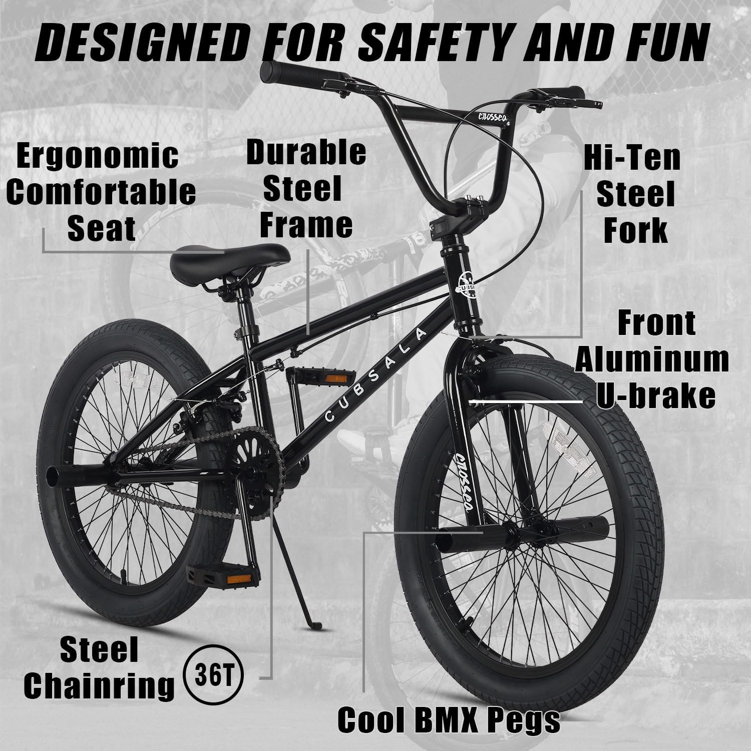 cubsala Freestyle BMX Bike, 18 20 Inch Kids Bicycle for 5-13 Years Old Kids and Beginner Level Rider, Multiple Colors