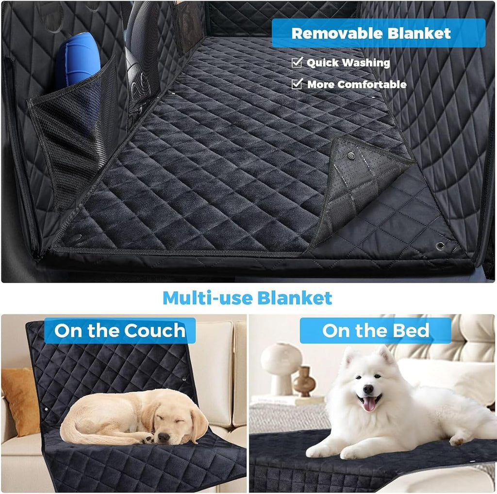 URPOWER 2026 Upgraded Back Seat Extender for Dogs - Large Hard Bottom Dog Car Seat Cover Holds 550lbs, Waterproof Dog Hammock Pet Bed with High-Density Foam Non-Slip Backseat Protector