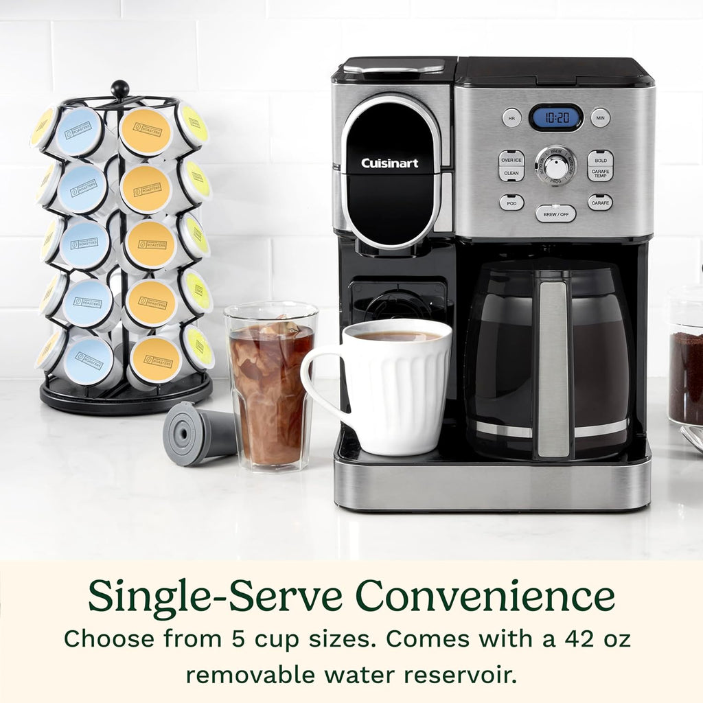 Cuisinart 12-Cup Coffee Maker, Single-Serve Brewer Glass Carafe, Automatic Hot & Iced Coffee Machine, Brew Strength Control and Pause, SS-16, Stainless Steel
