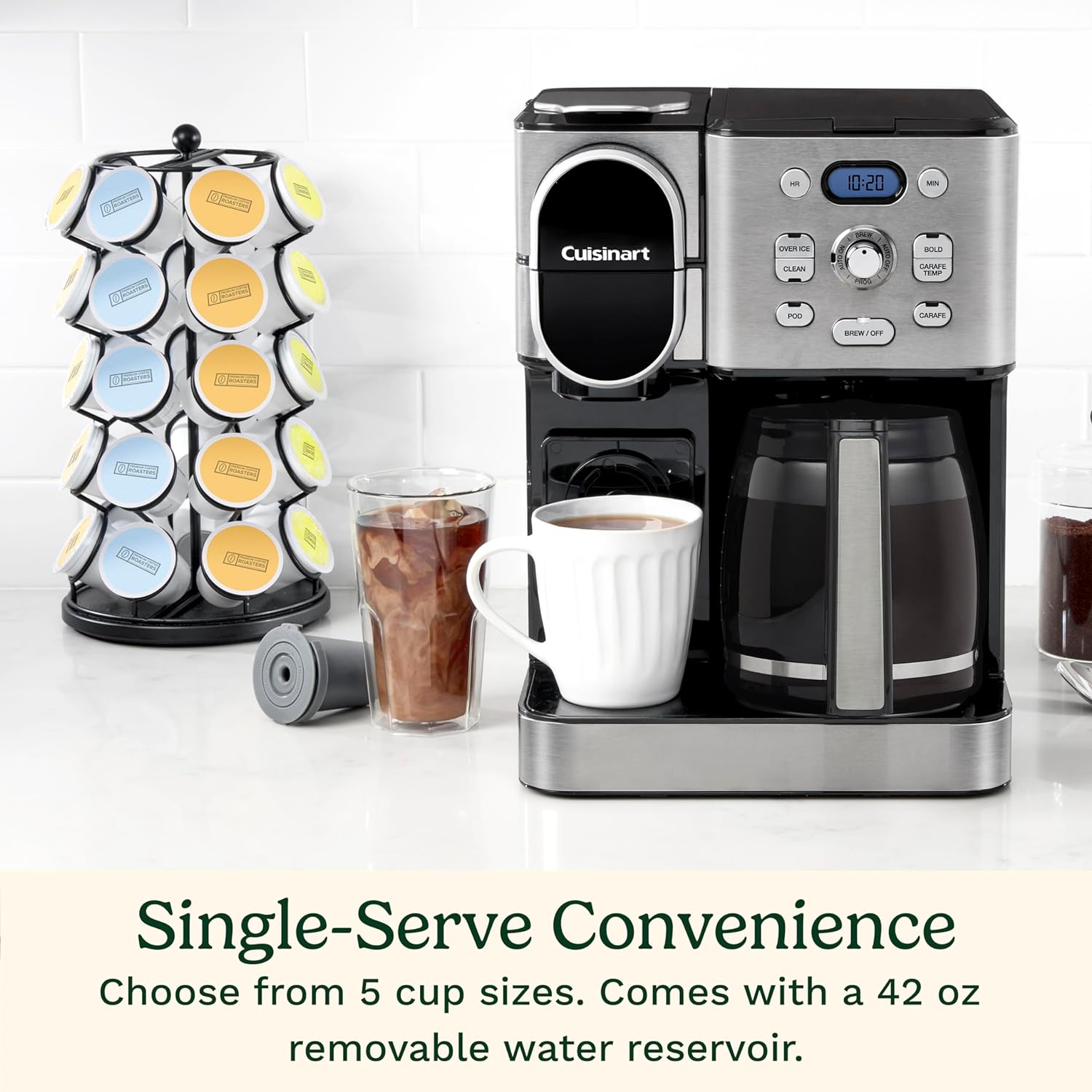 Cuisinart 12-Cup Coffee Maker, Single-Serve Brewer Glass Carafe, Automatic Hot & Iced Coffee Machine, Brew Strength Control and Pause, SS-16, Stainless Steel