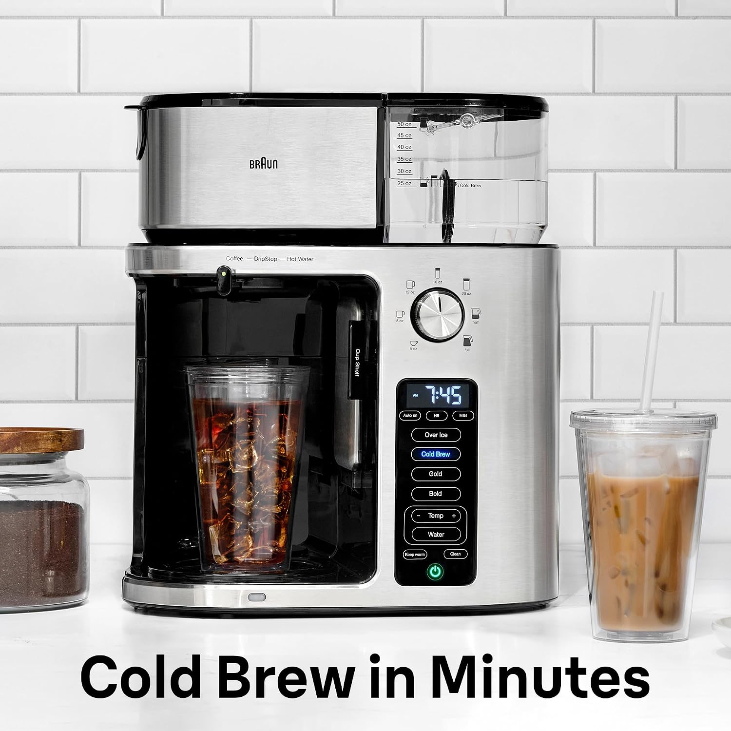 Braun MultiServe Plus 10-Cup Drip Coffee Maker - Hot & Cold Multi-Serve Brewer with Timer and Auto Start, Hot Water Dispenser, Over Ice Function, Stainless Steel & Pod-Free Design, KF9370SI