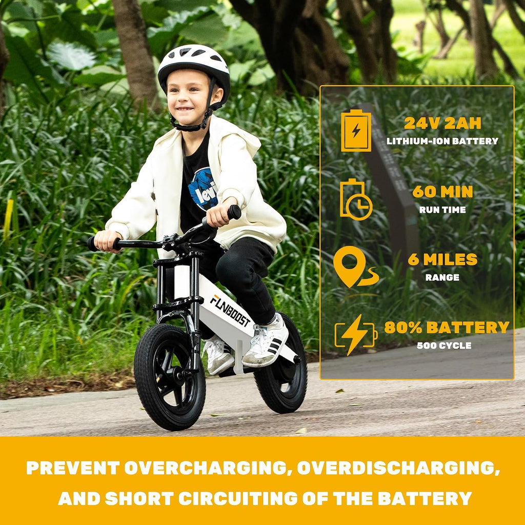 K2 Electric Balance Bike for Kids, 12 inch Pneumatic Tire Kids Electric Bike, 150W Peak Motor 24V/2AH Battery, Range 6 Miles, Suspension Fork, Adjustable Seat, Electric Motorcycle for Ages 3-8