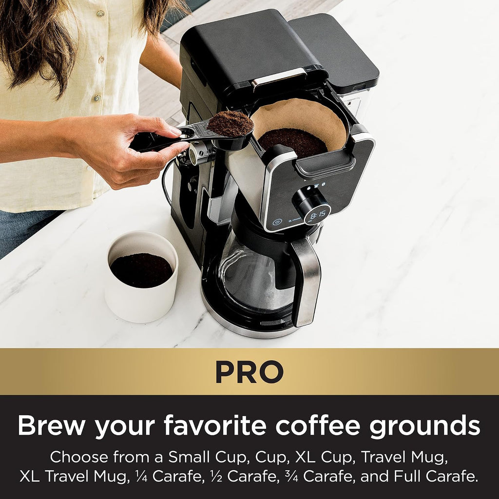 Ninja Specialty Drip Coffee Maker | DualBrew™ Pro Specialty Coffee Machine w/ Frother, Paper Filter | Brew with Pods & Grounds, K Cups Compatible | 4 Brew Styles, 13 Cup to Pot Sizes | Black, CFP301