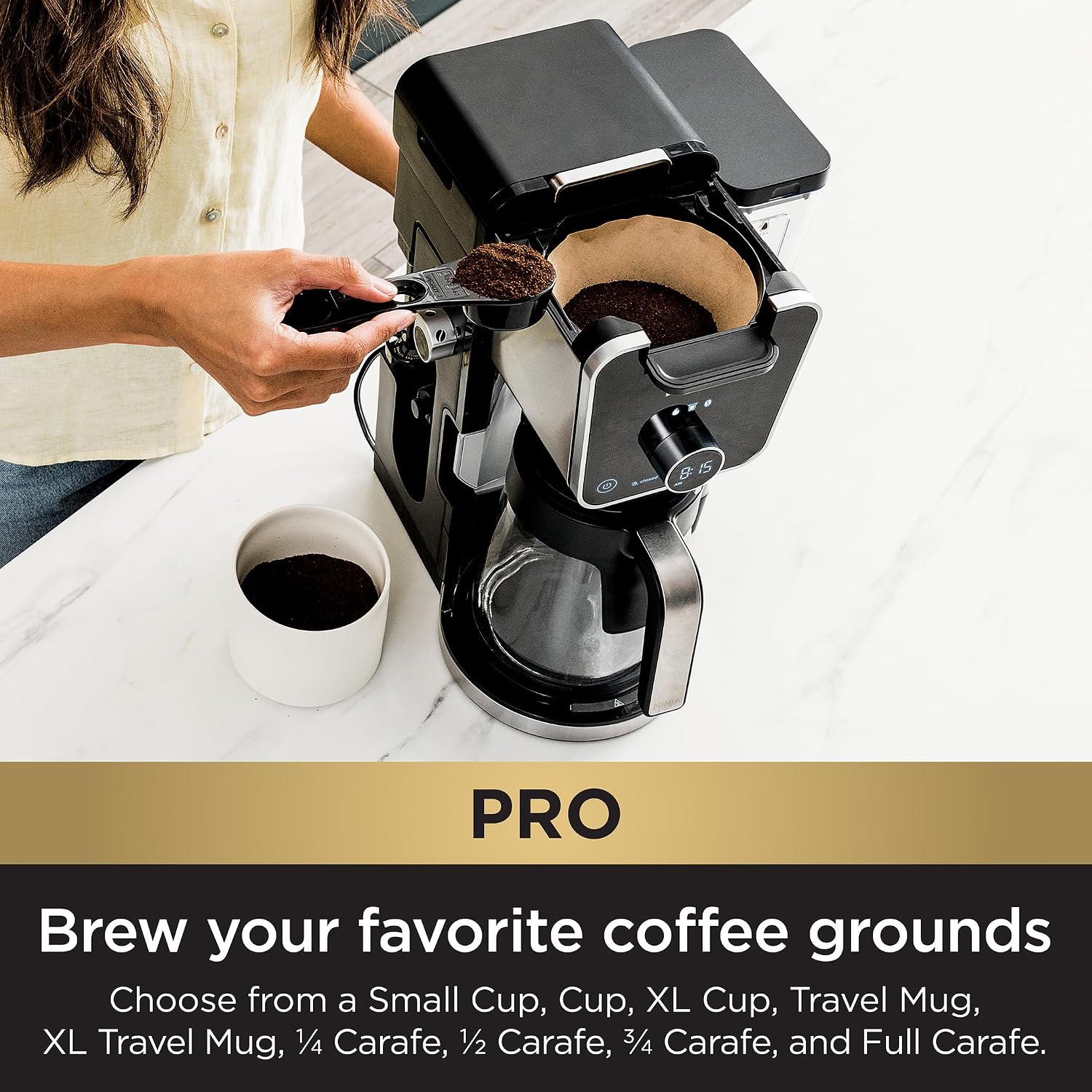 Ninja Specialty Drip Coffee Maker | DualBrew™ Pro Specialty Coffee Machine w/ Frother, Paper Filter | Brew with Pods & Grounds, K Cups Compatible | 4 Brew Styles, 13 Cup to Pot Sizes | Black, CFP301