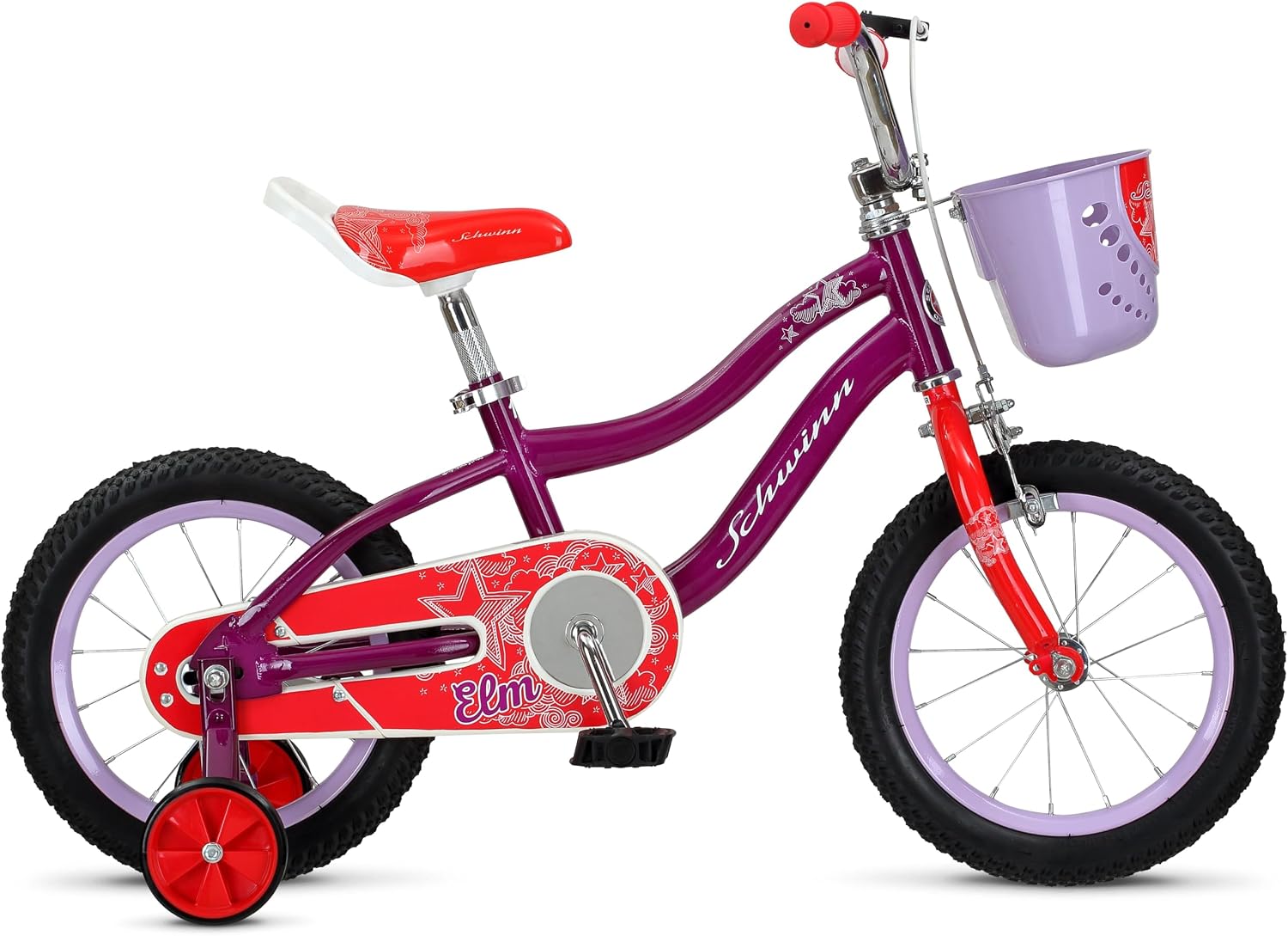 Schwinn Elm Bike, 14 Inch Bike for Kids Ages 3-4, SmartStart Ergonomic Design for Kids, Adjustable Seat Grows with your Child, Rear Coaster Brake and Front Caliper Brake, Training Bicycle