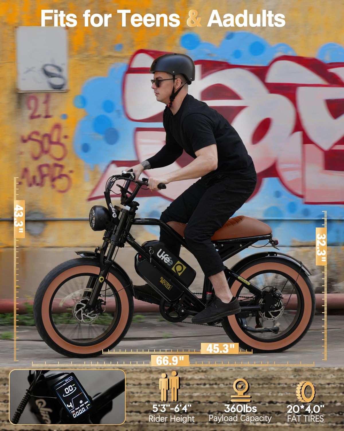 Qlife Electric Bike for Adults/Teens Spark-1500W Peak Motor 20' Fat Tires 28MPH(Unlock to 35MPH) Dirt Bike, 624-1248Wh Removable Battery Ebike, Dual Suspension & Brakes Motorcycle, 21-Speed Bicycle