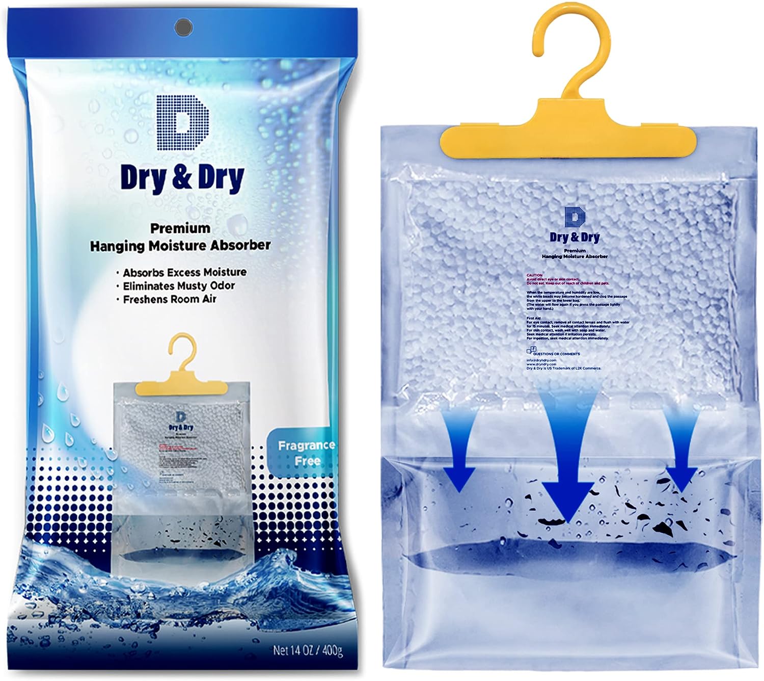 Dry & Dry 44 Pack[14 OZ] Premium Moisture Absorbers Dehumidifiers for Home Dehumidifier for Basement Dehumdifiers for Bedroom Small Dehumidifiers - Dehumidifiers Moisture Absorber
