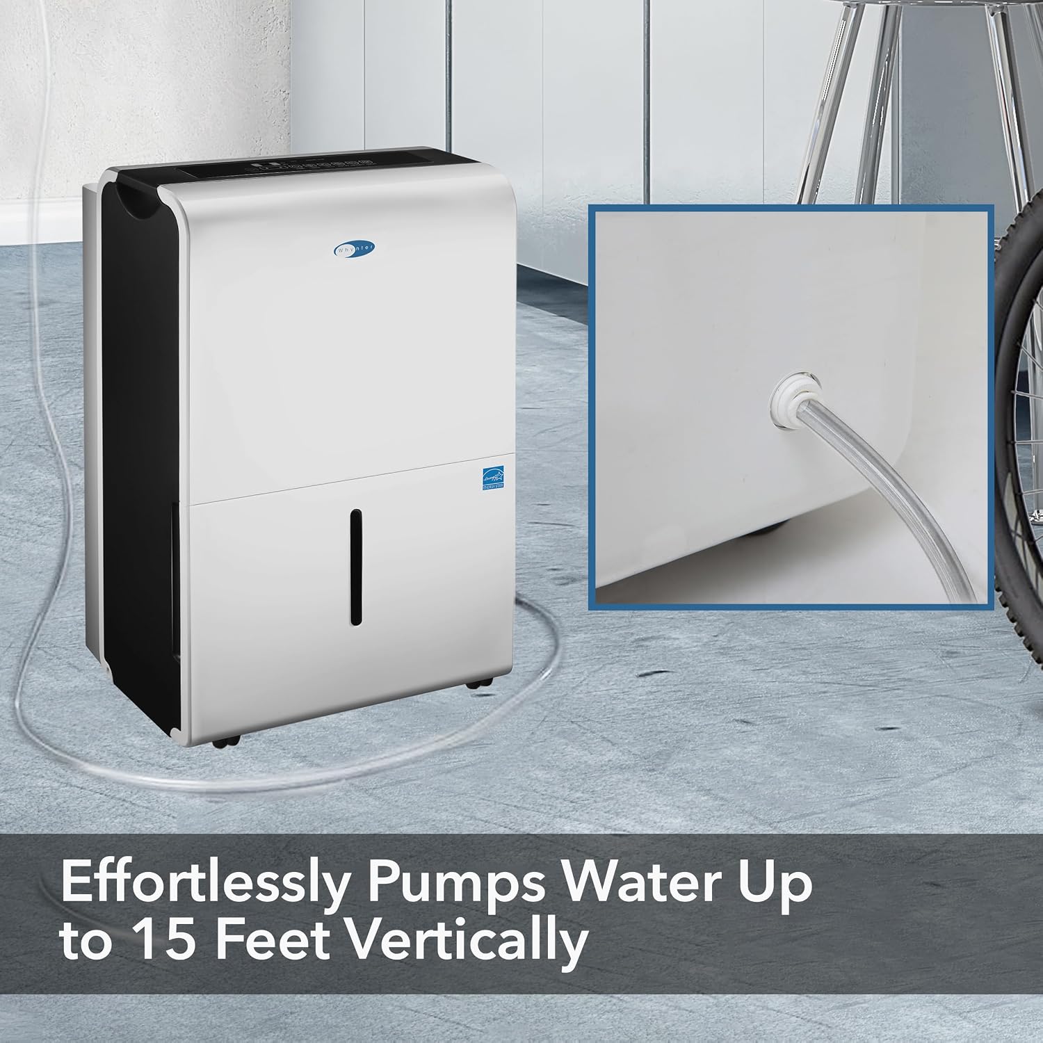 Whynter Energy Star RPD-506EWP 50 Pint High Capacity Portable Dehumidifier with Pump up to 4000 sq ft, White w/Black sides