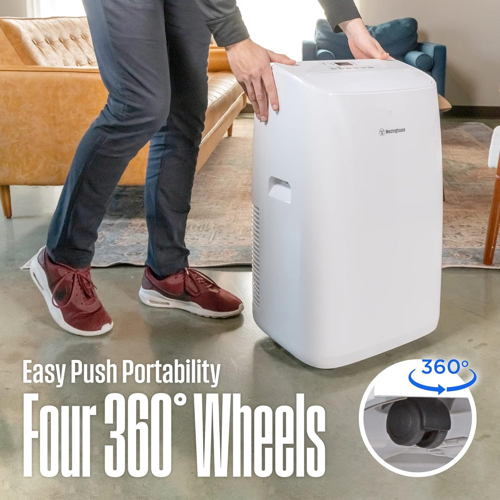 Westinghouse 14,000 BTU Air Conditioner Portable For Rooms Up To 700 Square Feet, Portable AC with Home Dehumidifier, Smart App, 3-Speed Fan, Programmable Timer, Remote Control, Window Kit, White