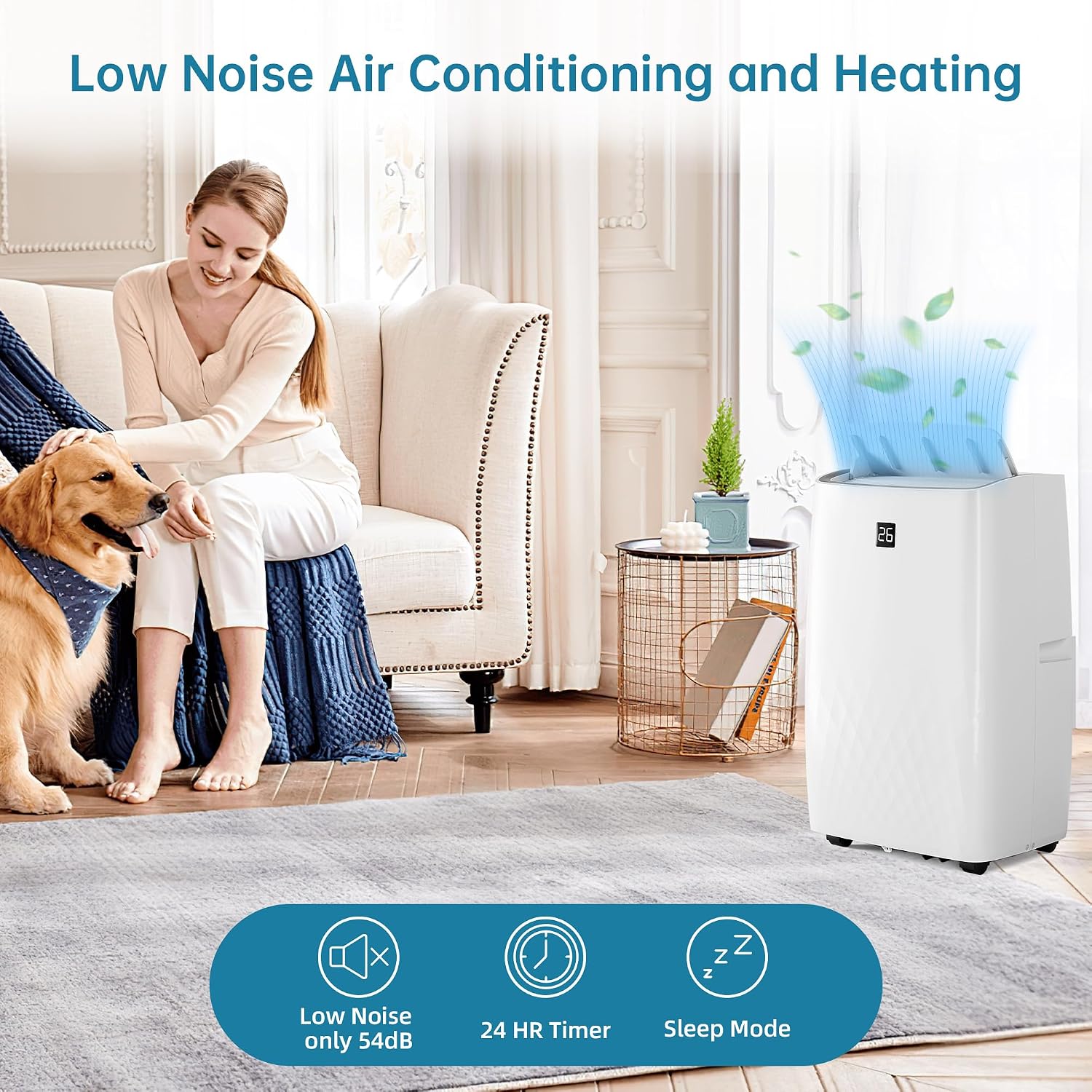 Garvee 12000 BTU Portable Air Conditioners with Dehumidifier and Fan Mode, Portable AC with 24H Timer & Remote Control, AC Unit for Home, Office, School, White