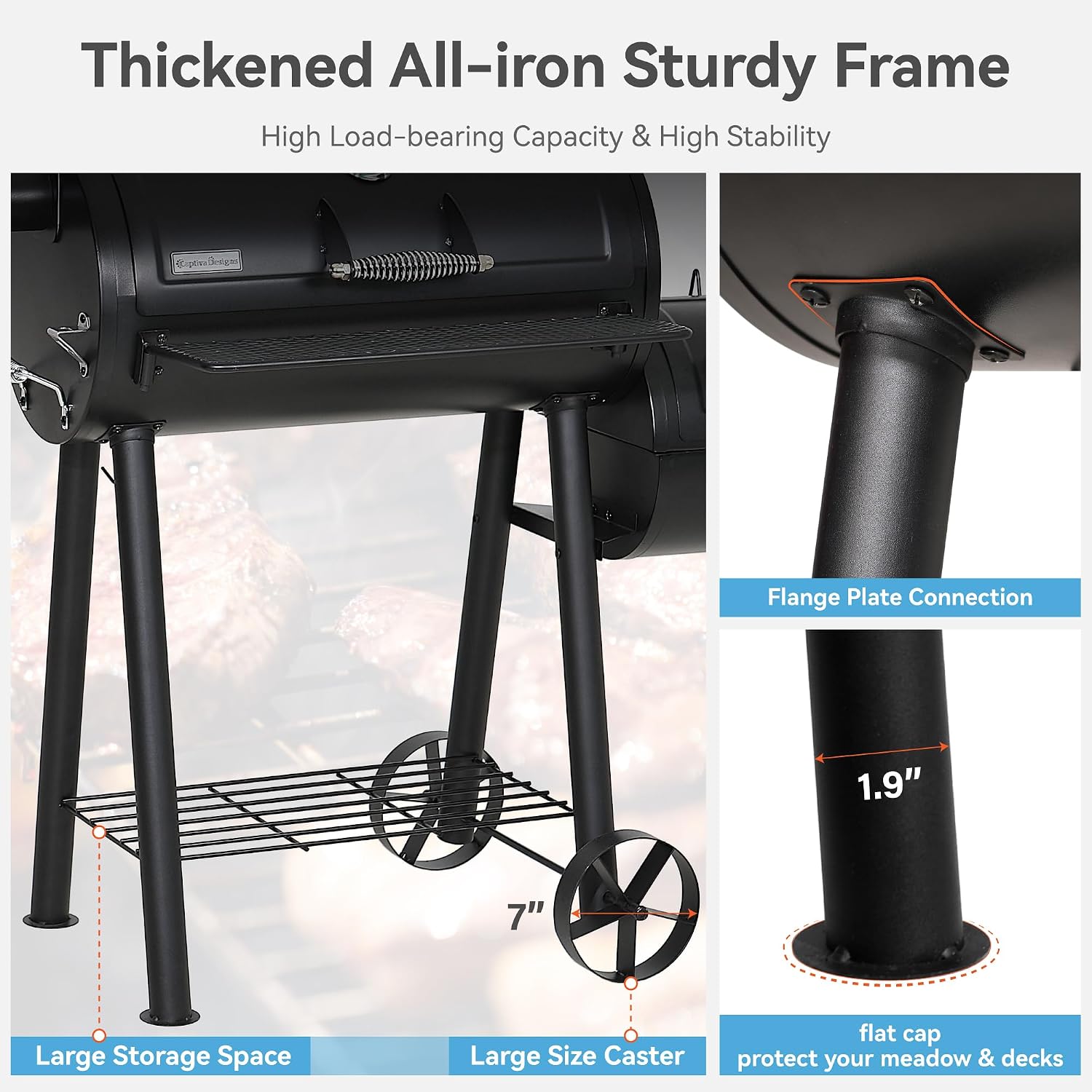 GREEN PARTY Offset Smoker Charcoal Grills with 28 Inch Cook Chamber, Barrel Smoker and Charcoal Grill Combo, 512 Sq. In. Space Barrel Smoker Grill for Outdoor BBQ Patio Backyard Cooking
