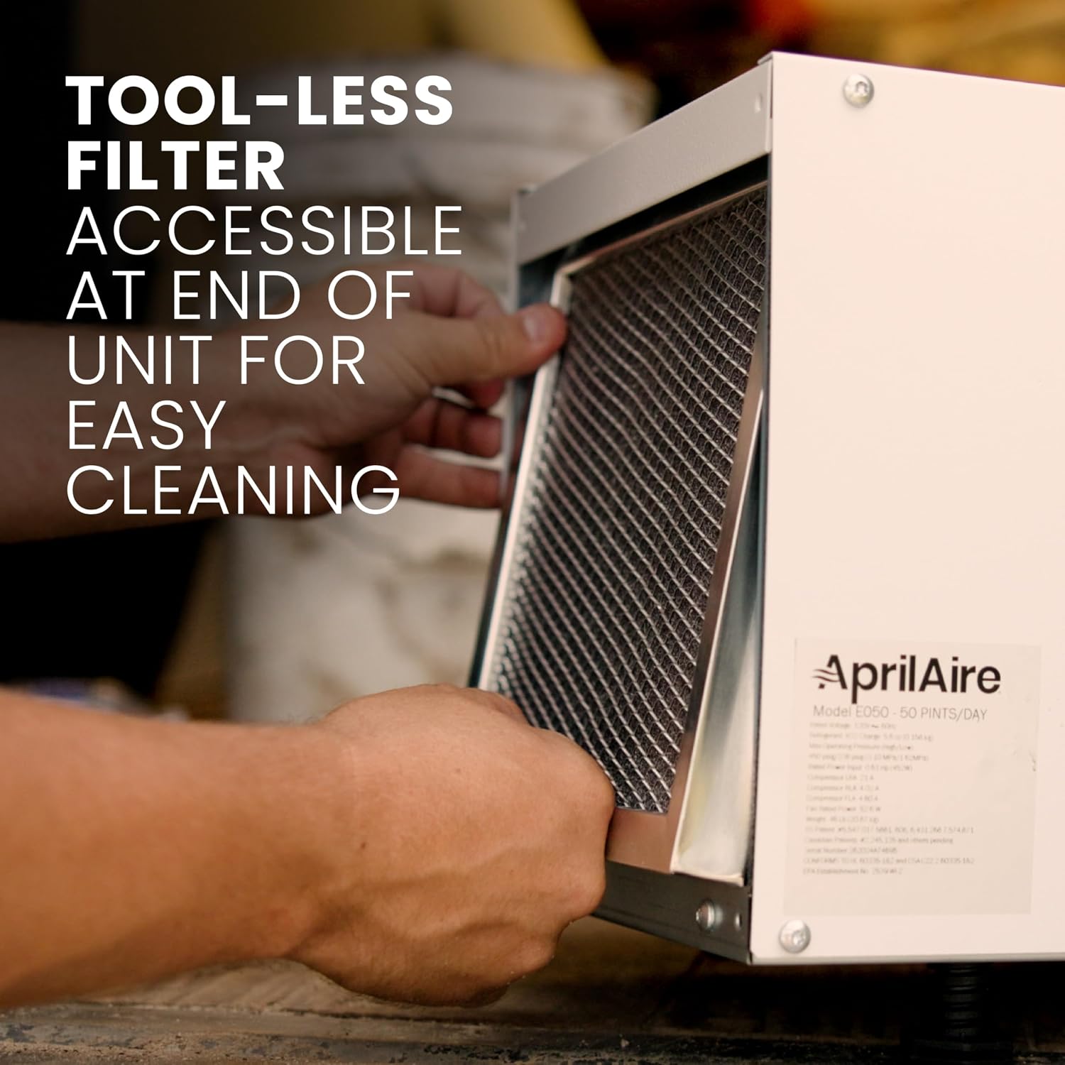AprilAire E050 Dehumidifier – Compact, 50 PPD for Crawl Spaces, Attics, Garages, Basements up to 1,600 Sq. Ft., Part of the AprilAire Healthy Air System