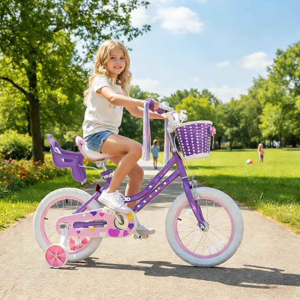 XJD Girls Bike for 2-12 Years Old Kids 12 14 16 20 Inch Toddler Bike,Retro Style Kids Bike with Training Wheels, 20 Inch Girl Bicycle with Kickstand