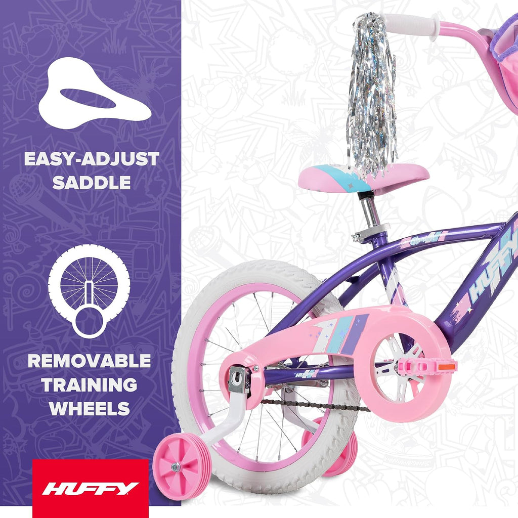 Huffy Kids 12/16 Inch Bikes, Multiple Color Options Available, Ideal for Ages 3+ Years Old, EZ Build Assembly, Removable Training Wheels, Chain Guard for Safety, Fun and Playful Designs